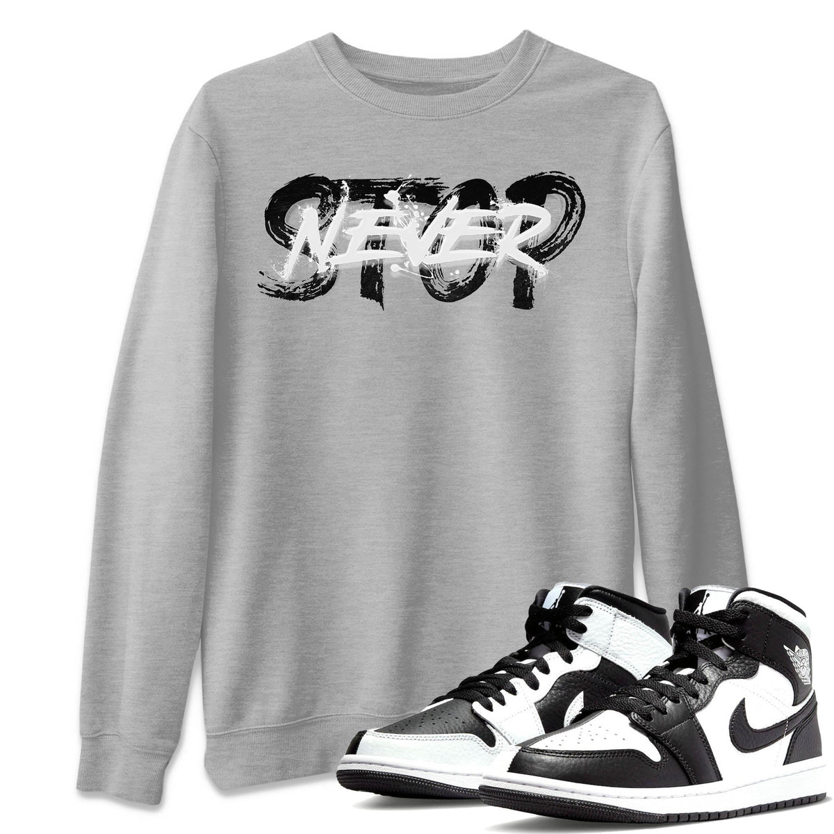 Jordan 1 Homage Sneaker Matching T-Shirt Never Stop Sneaker Tees Jordan 1 Homage Sneaker Release Tees Crew Neck Tees