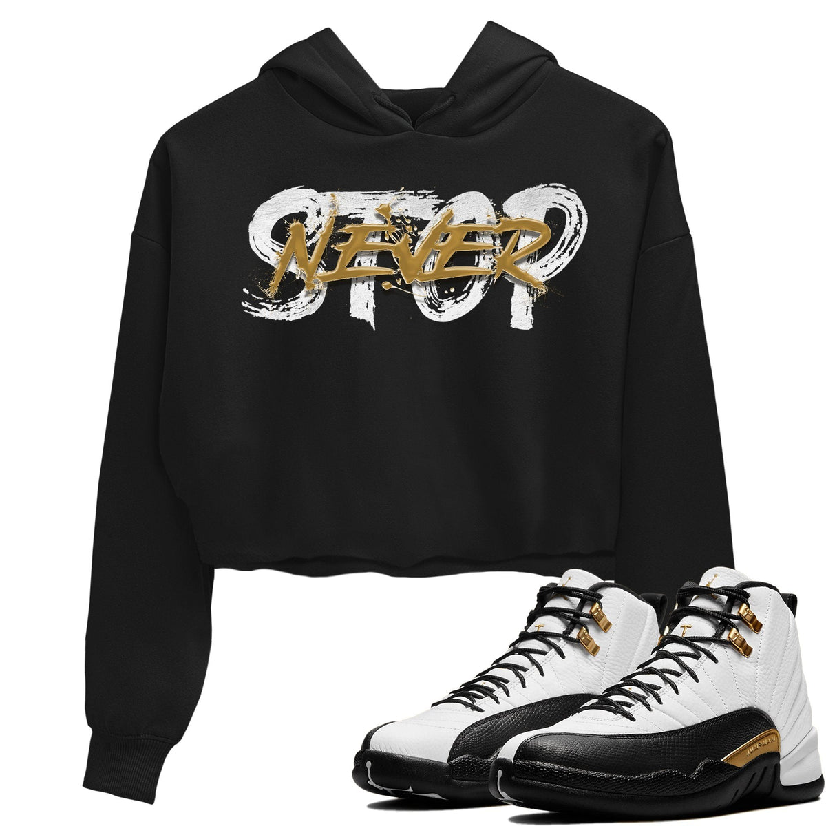 Jordan 12 Royalty Sneaker Matching T-Shirt Never Stop Sneaker Tees Jordan 12 Royalty Sneaker Release Tees Women's Shirts