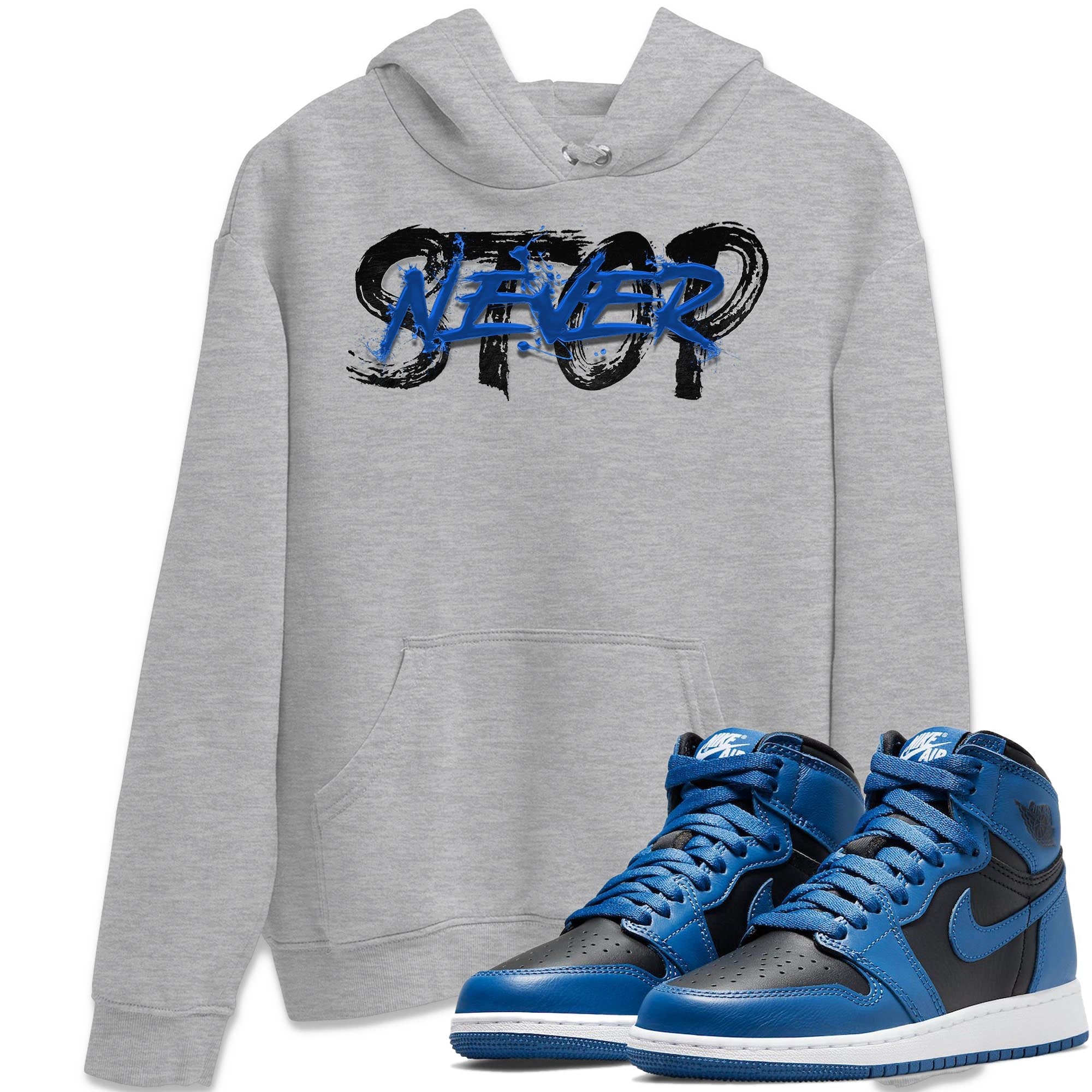 Jordan 1 Dark Marina Blue Sneaker Matching T-Shirt Never Stop Sneaker Tees Jordan 1 Dark Marina Blue Sneaker Release Tees Crew Neck Tees