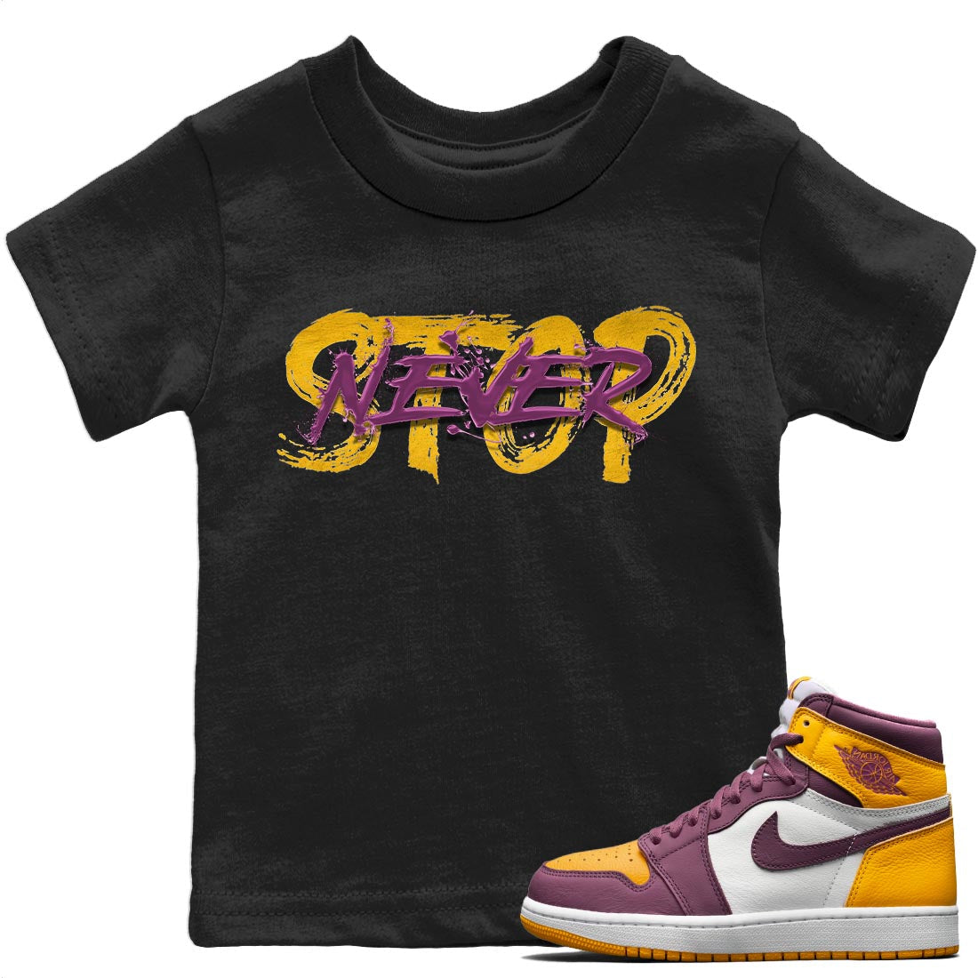 Jordan 1 Brotherhood Sneaker Matching T-Shirt Never Stop Sneaker Tees Jordan 1 Brotherhood Sneaker Release Tees Kids Shirts