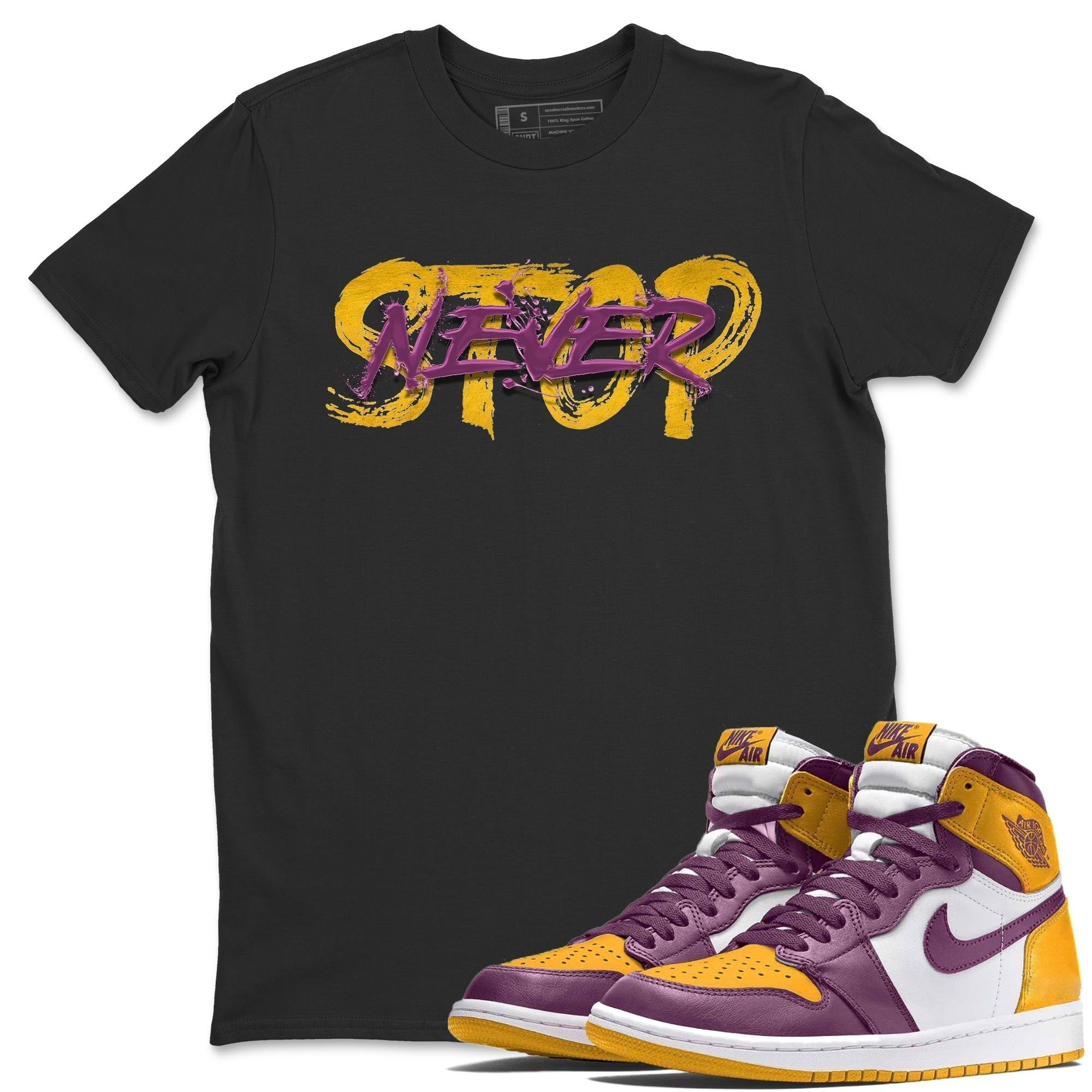 Jordan 1 Brotherhood Sneaker Matching T-Shirt Never Stop Sneaker Tees Jordan 1 Brotherhood Sneaker Release Tees Crew Neck Tees