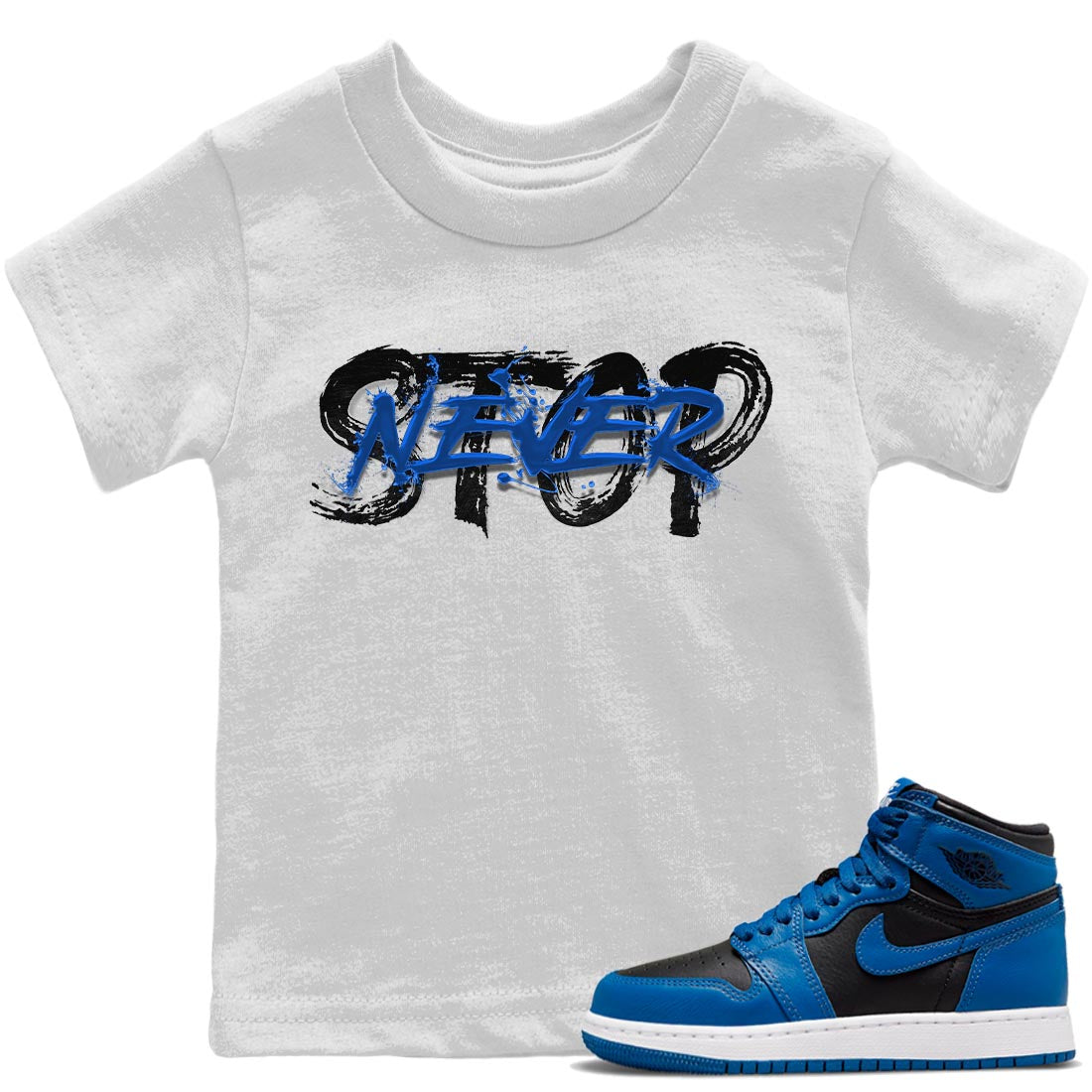 Jordan 1 Dark Marina Blue Sneaker Matching T-Shirt Never Stop Sneaker Tees Jordan 1 Dark Marina Blue Sneaker Release Tees Kids Shirts