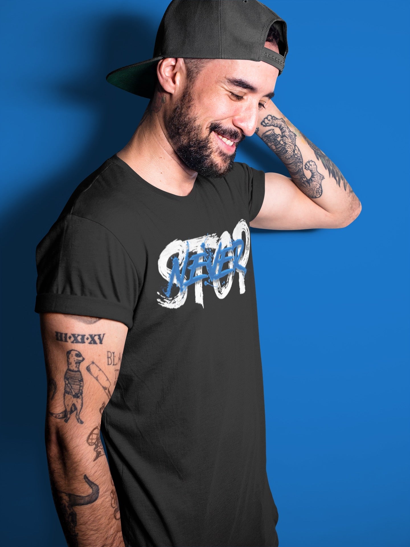 Jordan 1 Dark Marina Blue Sneaker Matching T-Shirt Never Stop Sneaker Tees Jordan 1 Dark Marina Blue Sneaker Release Tees Crew Neck Tees