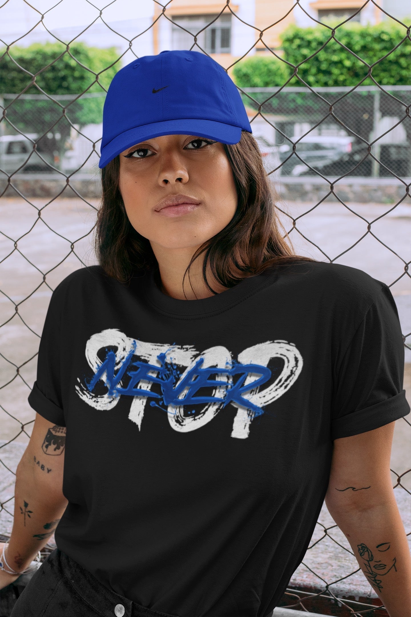 Jordan 1 Dark Marina Blue Sneaker Matching T-Shirt Never Stop Sneaker Tees Jordan 1 Dark Marina Blue Sneaker Release Tees Crew Neck Tees
