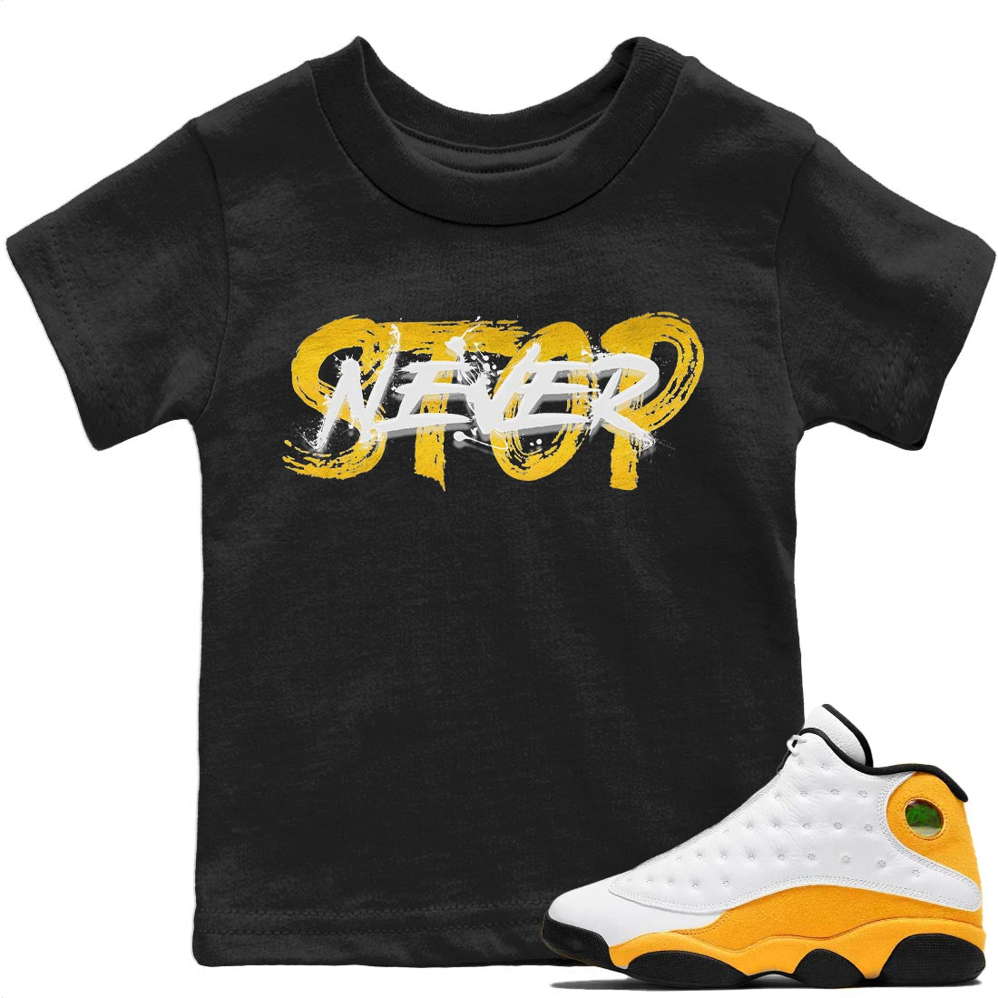 Jordan 13 Del Sol Sneaker Matching T-Shirt Never Stop Sneaker Tees Jordan 13 Del Sol Sneaker Release Tees Kids Shirts