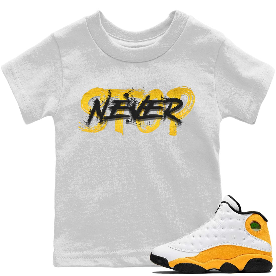 Jordan 13 Del Sol Sneaker Matching T-Shirt Never Stop Sneaker Tees Jordan 13 Del Sol Sneaker Release Tees Kids Shirts