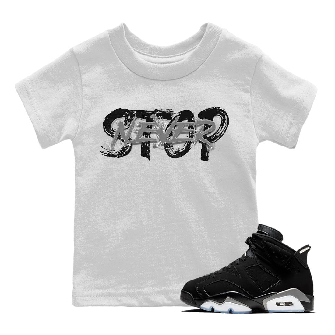 Jordan 6 Chrome Sneaker Matching T-Shirt Never Stop Sneaker Tees Jordan 6 Chrome Sneaker Release Tees Kids Shirts