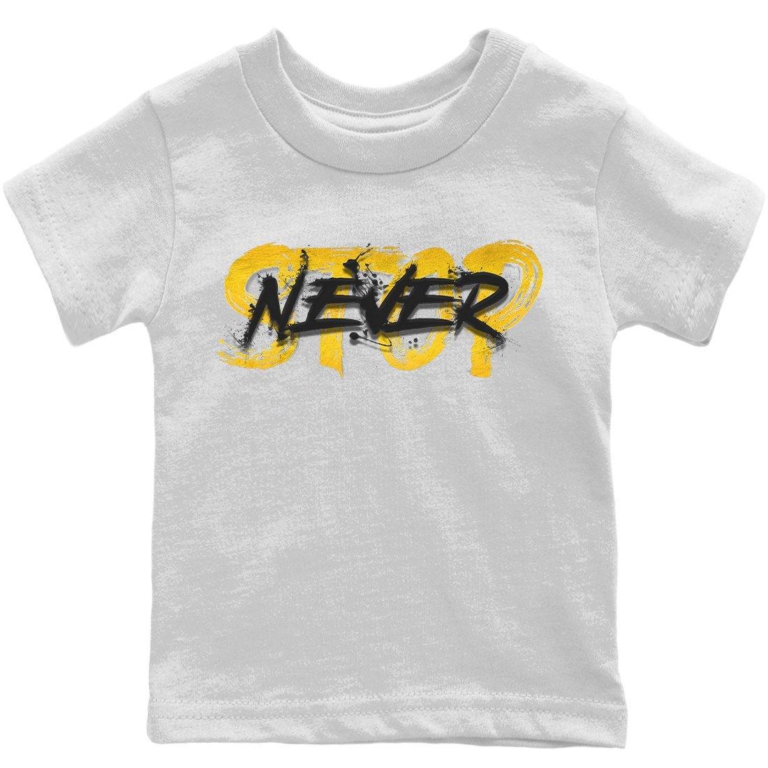 Dunk Championship Goldenrod Sneaker Match Tees Never Stop Sneaker Tees Dunk Championship Goldenrod Jordan to match sneaker T-Shirt Kids Shirts