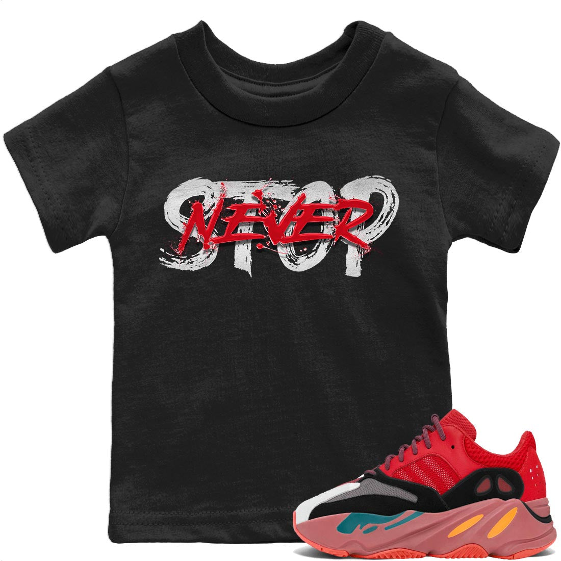 Yeezy 700 Hi-Res Red Shirt To Match Jordans Never Stop Sneaker Tees Yeezy 700 Hi-Res Red Drip Gear Zone Sneaker Matching Clothing Kids Shirts