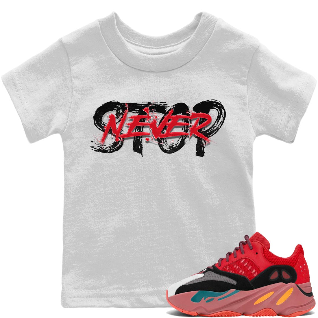 Yeezy 700 Hi-Res Red Shirt To Match Jordans Never Stop Sneaker Tees Yeezy 700 Hi-Res Red Drip Gear Zone Sneaker Matching Clothing Kids Shirts
