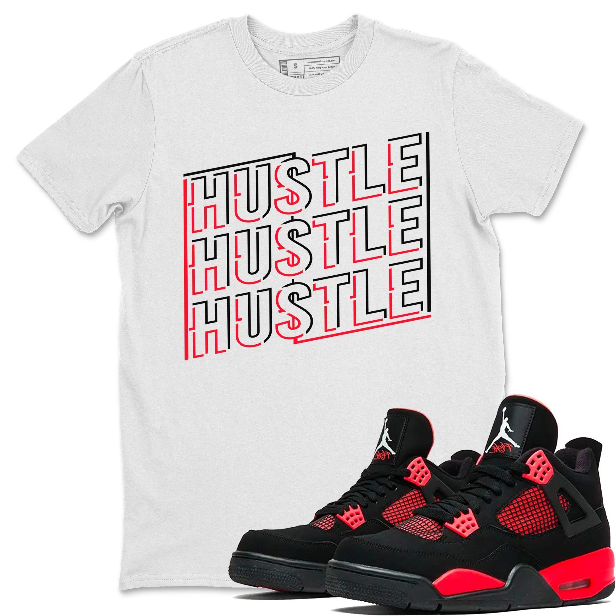 Jordan 4 Red Thunder Shirt To Match Jordans New Hustle Sneaker Tees Jordan 4 Red Thunder Drip Gear Zone Sneaker Matching Clothing Unisex Shirts