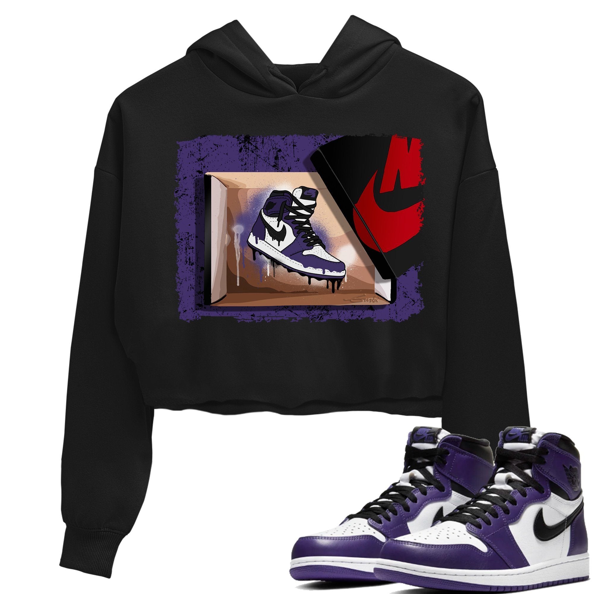 Jordan 1 Court Purple Sneaker Matching T-Shirt New Kicks Sneaker Tees Jordan 1 Court Purple Sneaker Release Tees Women's Shirts