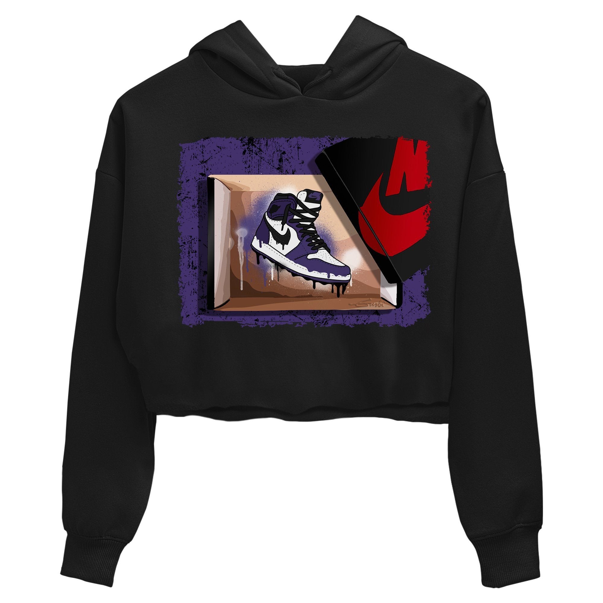 Jordan 1 Court Purple Sneaker Matching T-Shirt New Kicks Sneaker Tees Jordan 1 Court Purple Sneaker Release Tees Women's Shirts