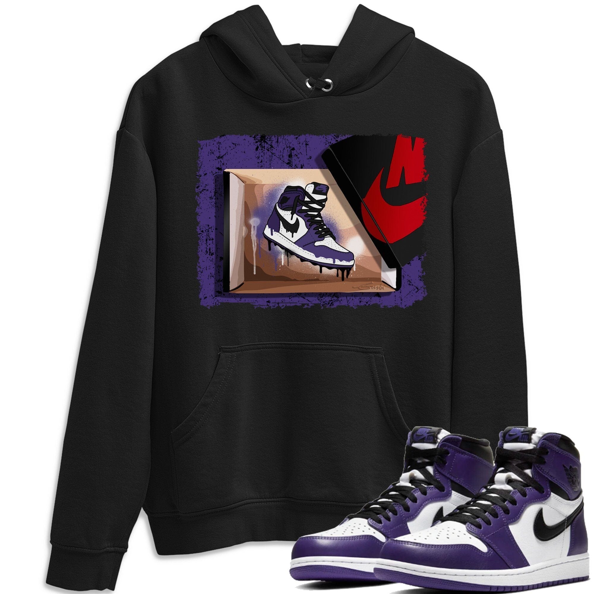Jordan 1 Court Purple Sneaker Matching T-Shirt New Kicks Sneaker Tees Jordan 1 Court Purple Sneaker Release Tees Crew Neck Tees