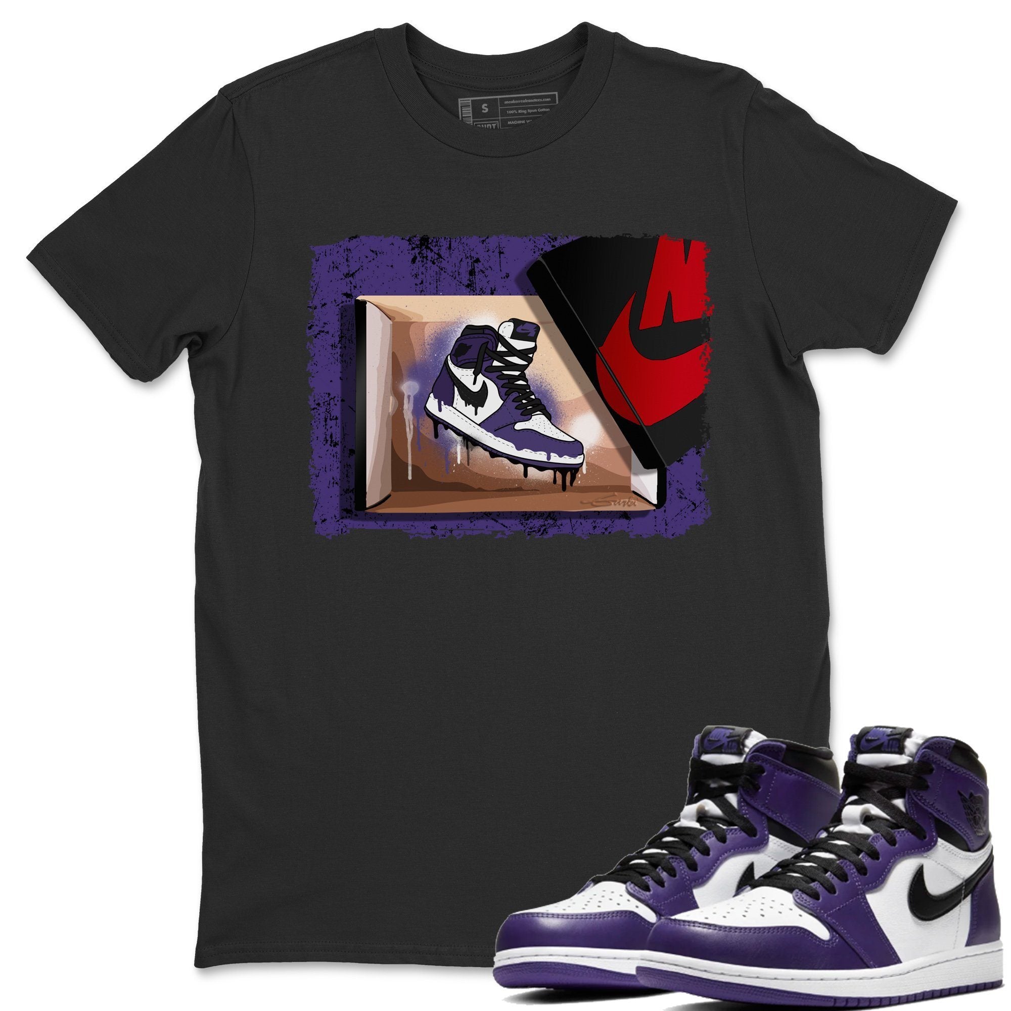 Jordan 1 Court Purple Sneaker Matching T-Shirt New Kicks Sneaker Tees Jordan 1 Court Purple Sneaker Release Tees Crew Neck Tees