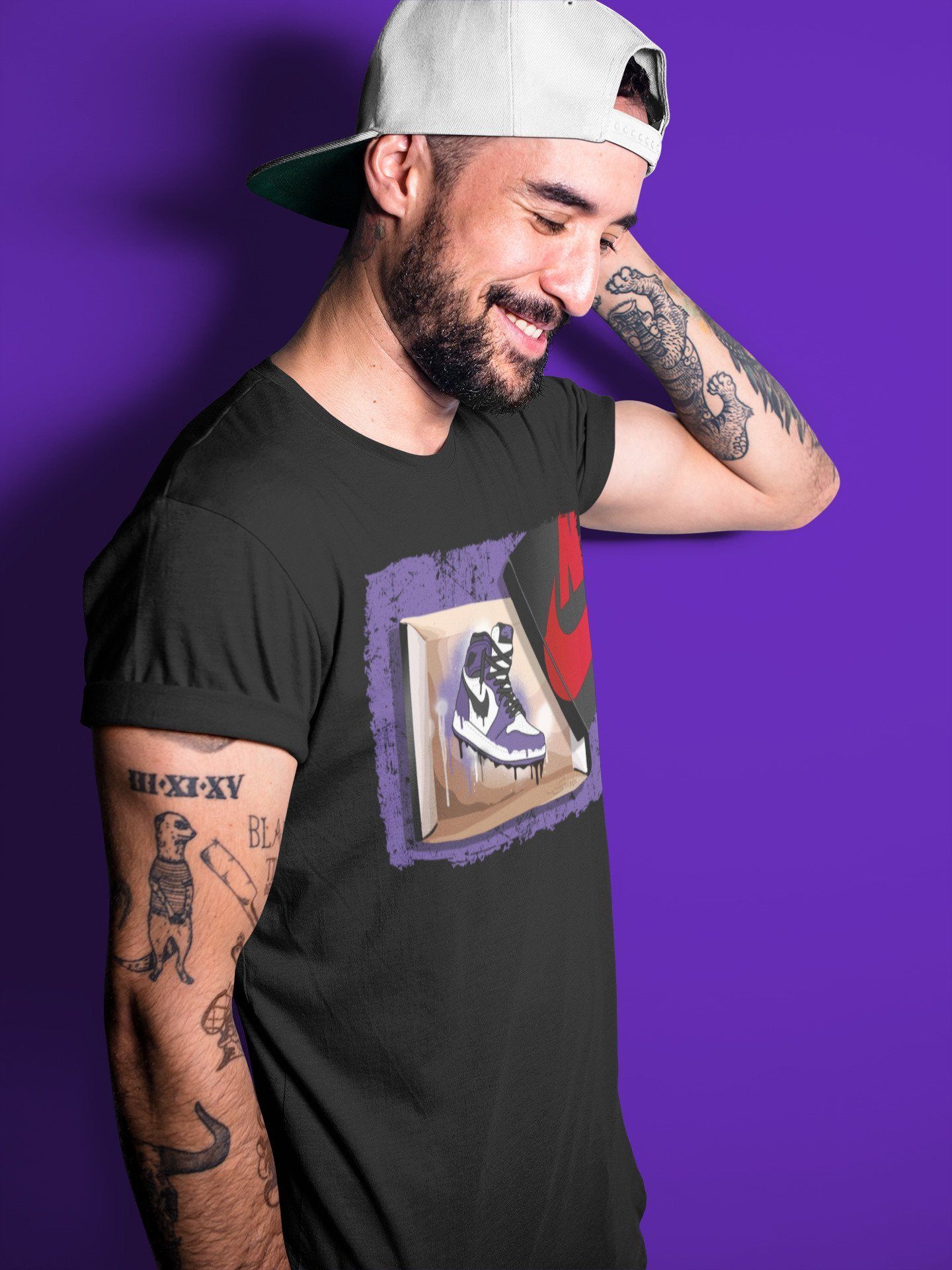 Jordan 1 Court Purple Sneaker Matching T-Shirt New Kicks Sneaker Tees Jordan 1 Court Purple Sneaker Release Tees Crew Neck Tees