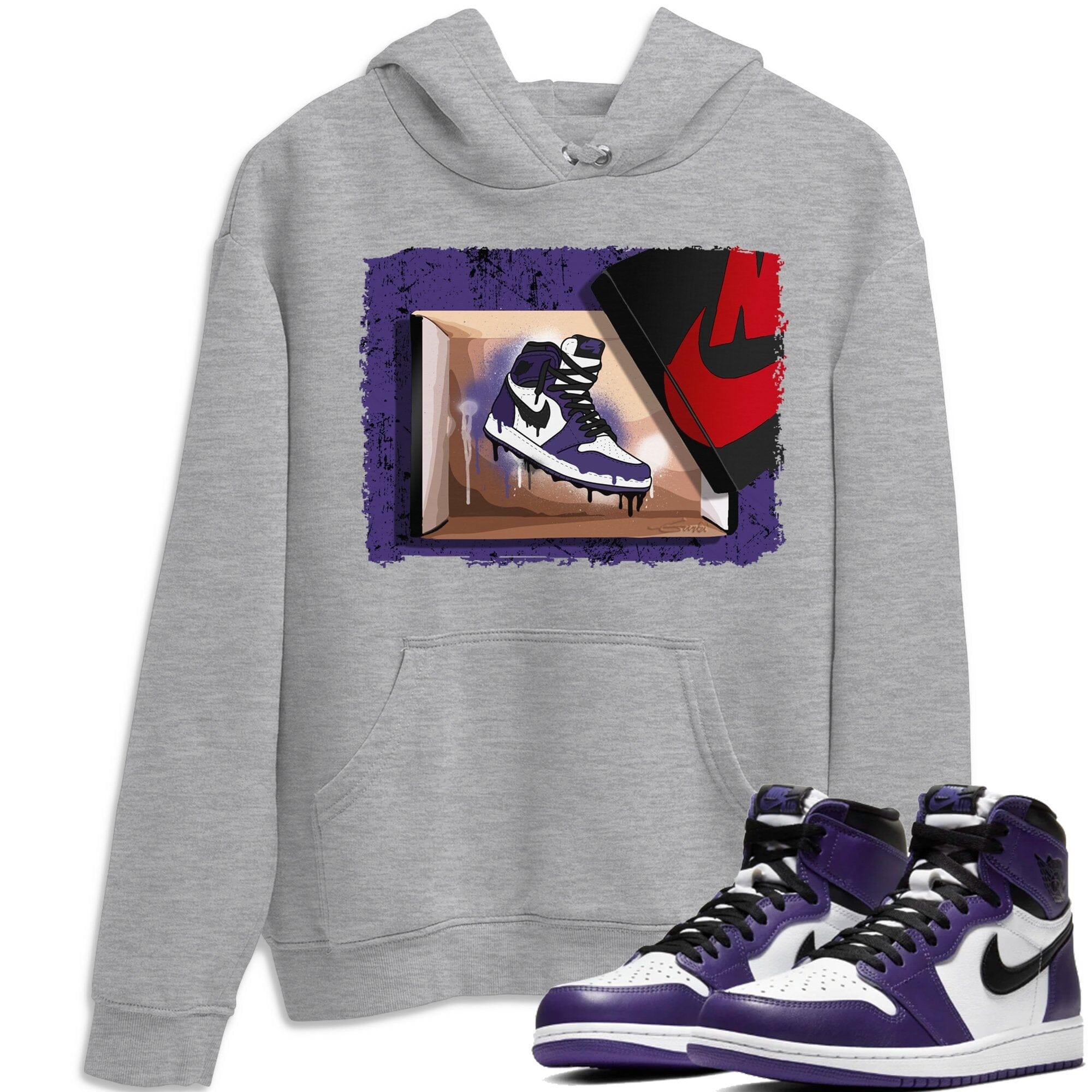Jordan 1 Court Purple Sneaker Matching T-Shirt New Kicks Sneaker Tees Jordan 1 Court Purple Sneaker Release Tees Crew Neck Tees