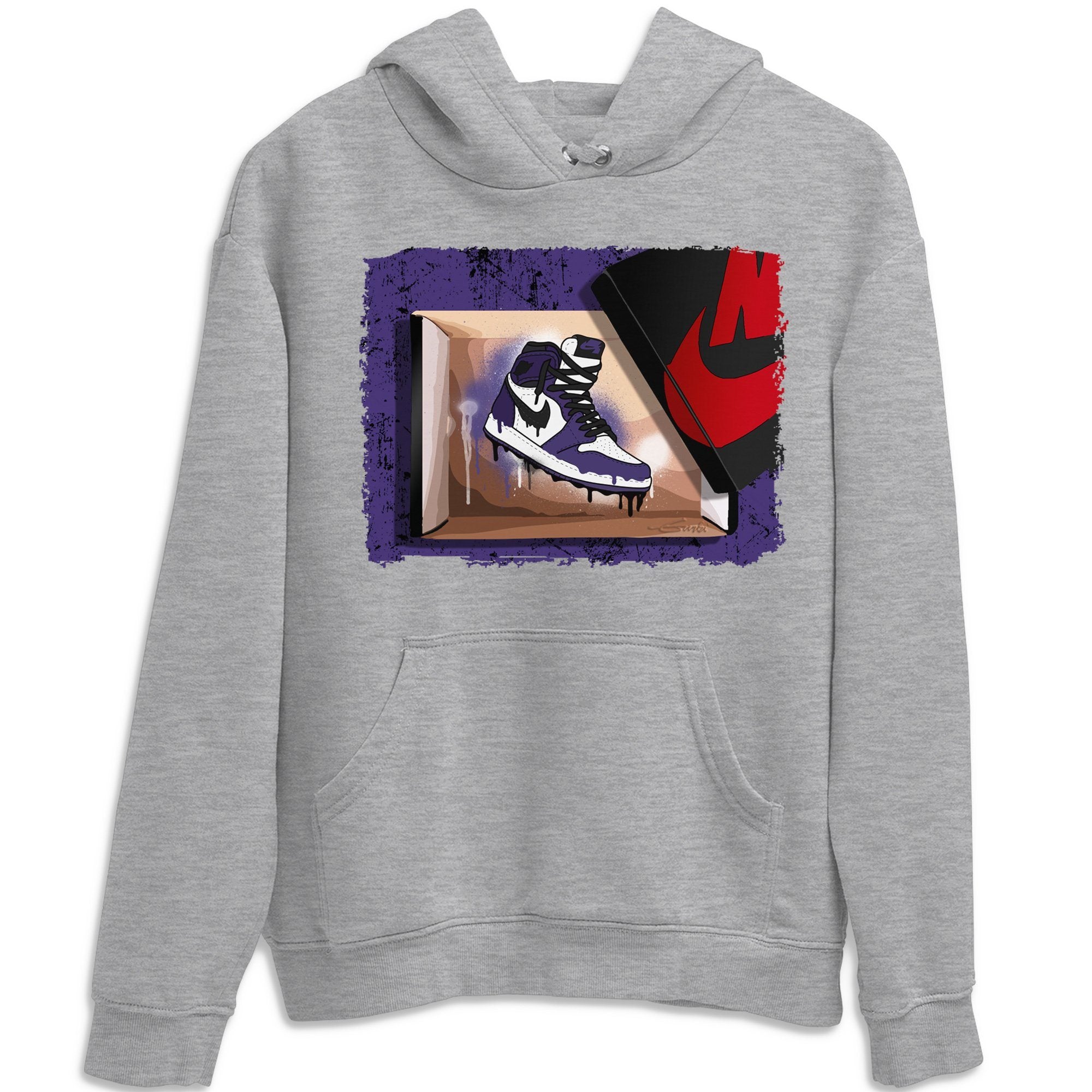Jordan 1 Court Purple Sneaker Matching T-Shirt New Kicks Sneaker Tees Jordan 1 Court Purple Sneaker Release Tees Crew Neck Tees