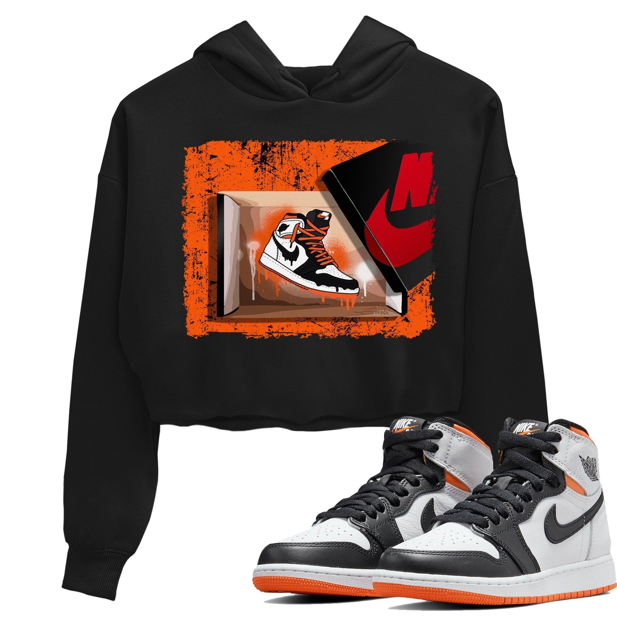 Jordan 1 Electro Orange Sneaker Matching T-Shirt New Kicks Sneaker Tees Jordan 1 Electro Orange Sneaker Release Tees Women's Shirts