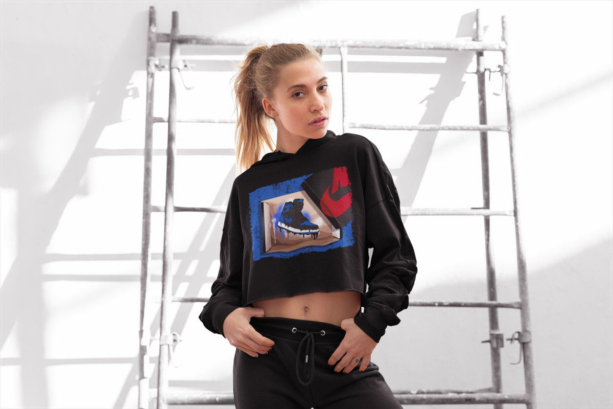 Jordan 1 Royal Black Sneaker Matching T-Shirt New Kicks Sneaker Tees Jordan 1 Royal Black Sneaker Release Tees Women's Shirts