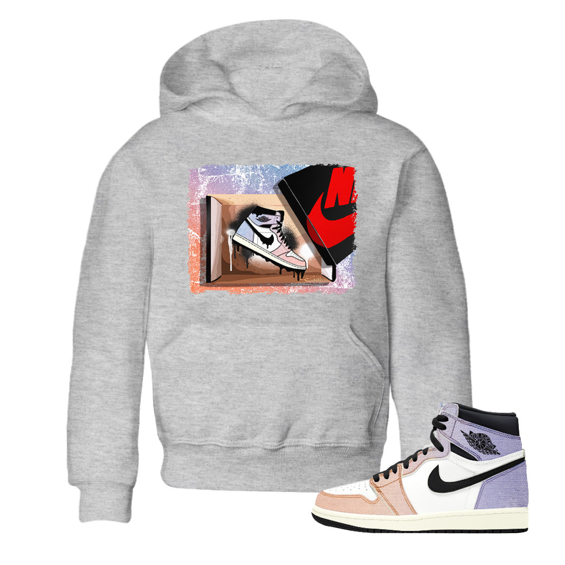 Air Jordan 1 Skyline Shirt To Match Jordans New Kicks Sneaker Tees Air Jordan 1 High OG Skyline Drip Gear Zone Sneaker Matching Clothing Kids Shirts Heather Grey 1