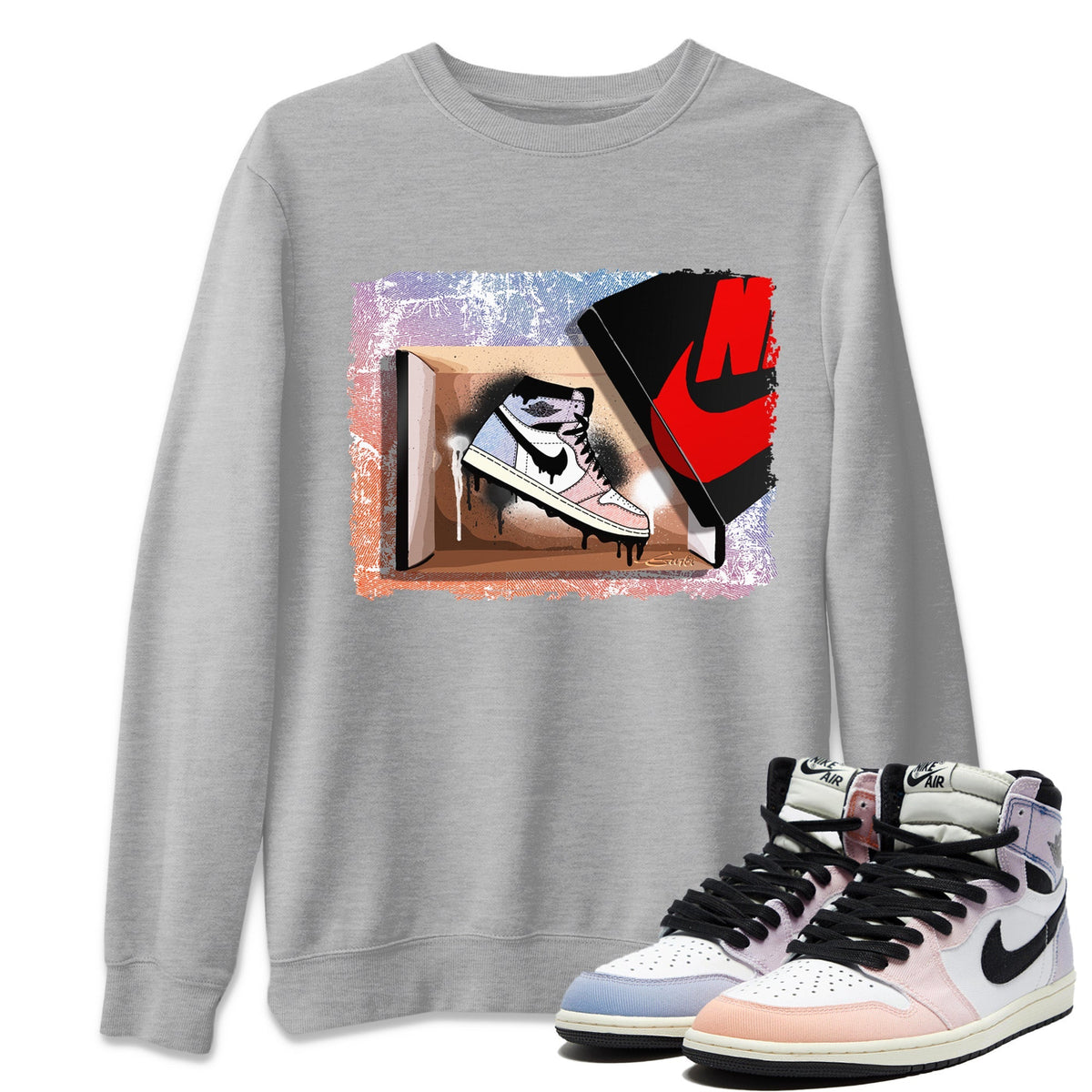 Air Jordan 1 Skyline New Kicks Crew Neck Sneaker Tees Air Jordan 1 High OG Skyline Sneaker T-Shirts Washing and Care Tip