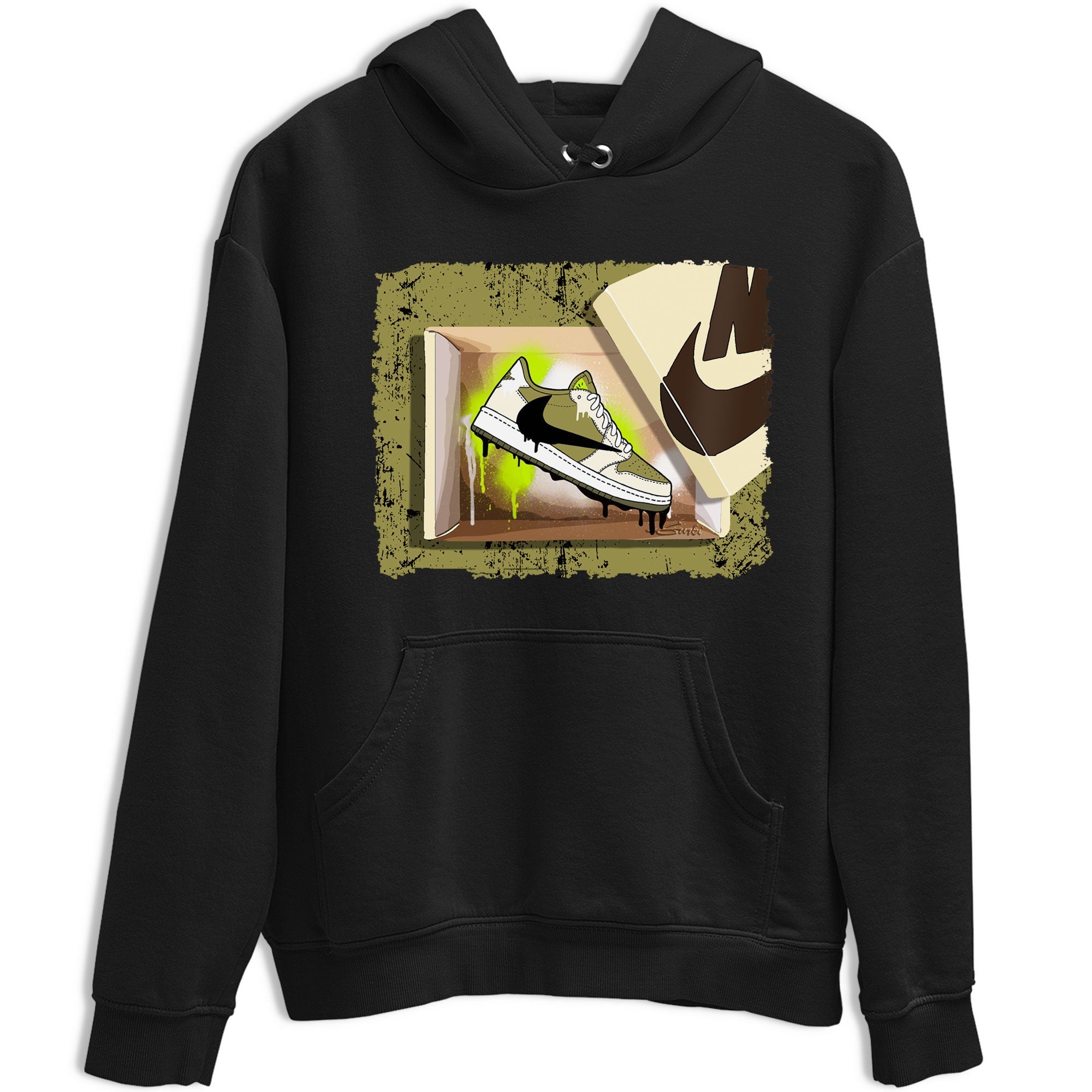 Air Jordan 1 X Travis Scott Golf Olive shirt to match jordans New Kicks Streetwear Sneaker Shirt Air Jordan 1 Travis Scott Golf Drip Gear Zone Sneaker Matching Clothing Unisex Black 2 T-Shirt