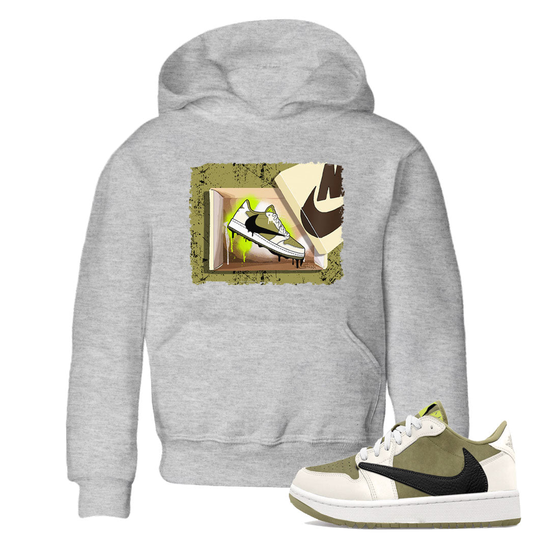 Air Jordan 1 X Travis Scott Golf Olive shirt to match jordans New Kicks Streetwear Sneaker Shirt Air Jordan 1 Travis Scott Golf Drip Gear Zone Sneaker Matching Clothing Baby Toddler Heather Grey 1 T-Shirt