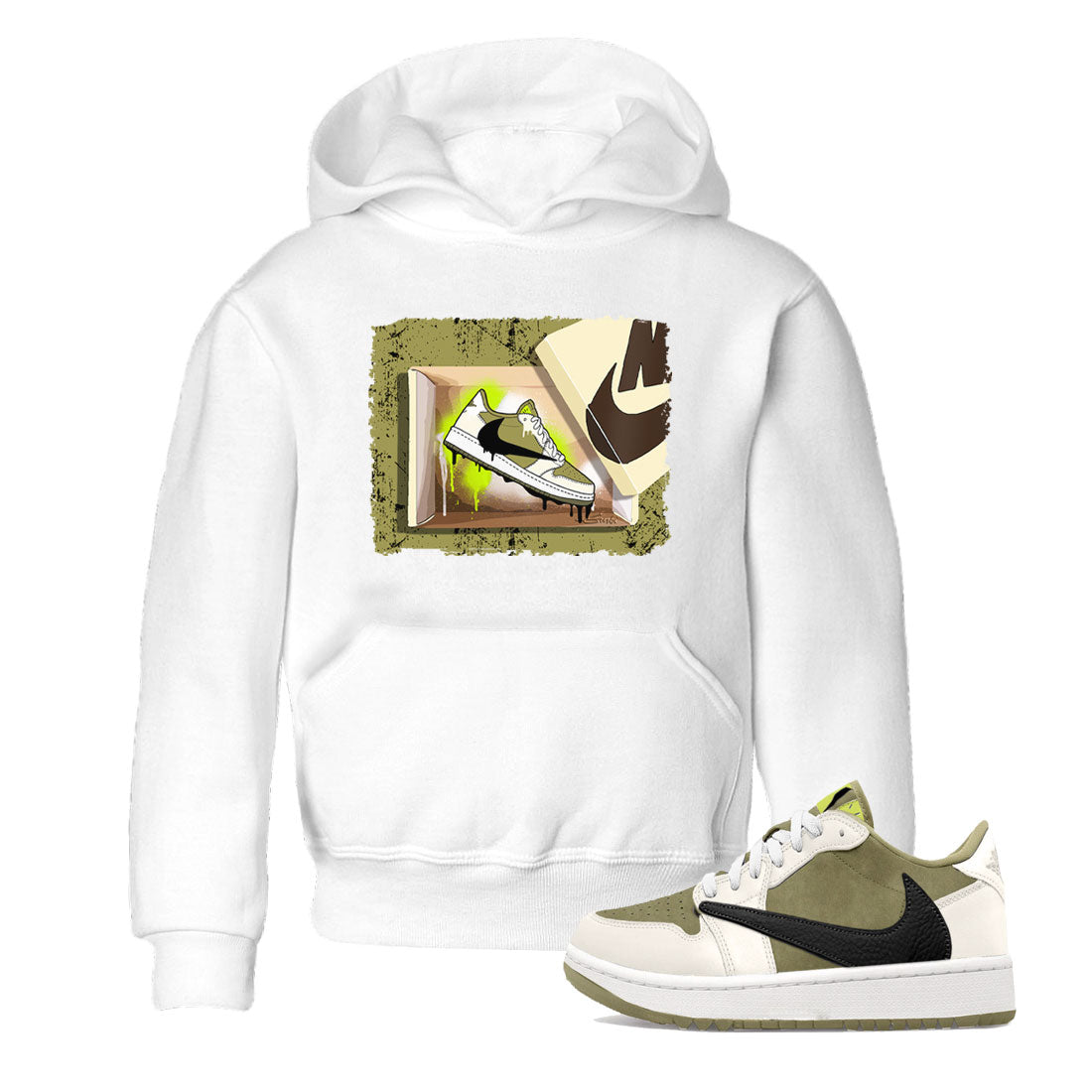 Air Jordan 1 X Travis Scott Golf Olive shirt to match jordans New Kicks Streetwear Sneaker Shirt Air Jordan 1 Travis Scott Golf Drip Gear Zone Sneaker Matching Clothing Baby Toddler White 1 T-Shirt
