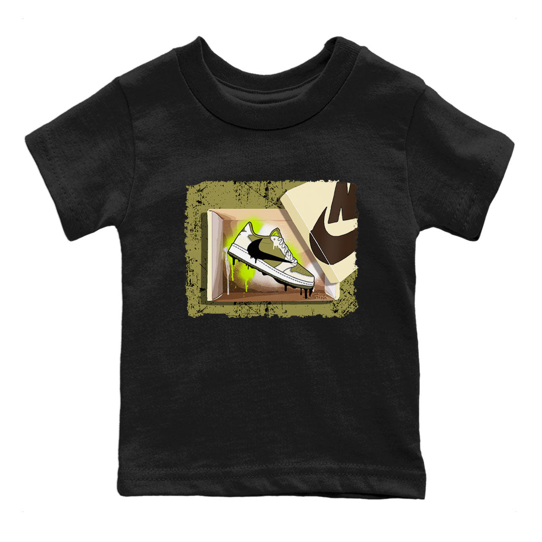 Air Jordan 1 X Travis Scott Golf Olive shirt to match jordans New Kicks Streetwear Sneaker Shirt Air Jordan 1 Travis Scott Golf Drip Gear Zone Sneaker Matching Clothing Baby Toddler Black 2 T-Shirt