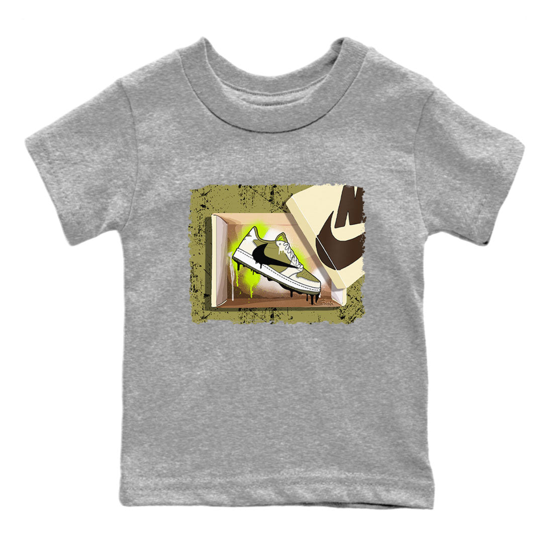 Air Jordan 1 X Travis Scott Golf Olive shirt to match jordans New Kicks Streetwear Sneaker Shirt Air Jordan 1 Travis Scott Golf Drip Gear Zone Sneaker Matching Clothing Baby Toddler Heather Grey 2 T-Shirt