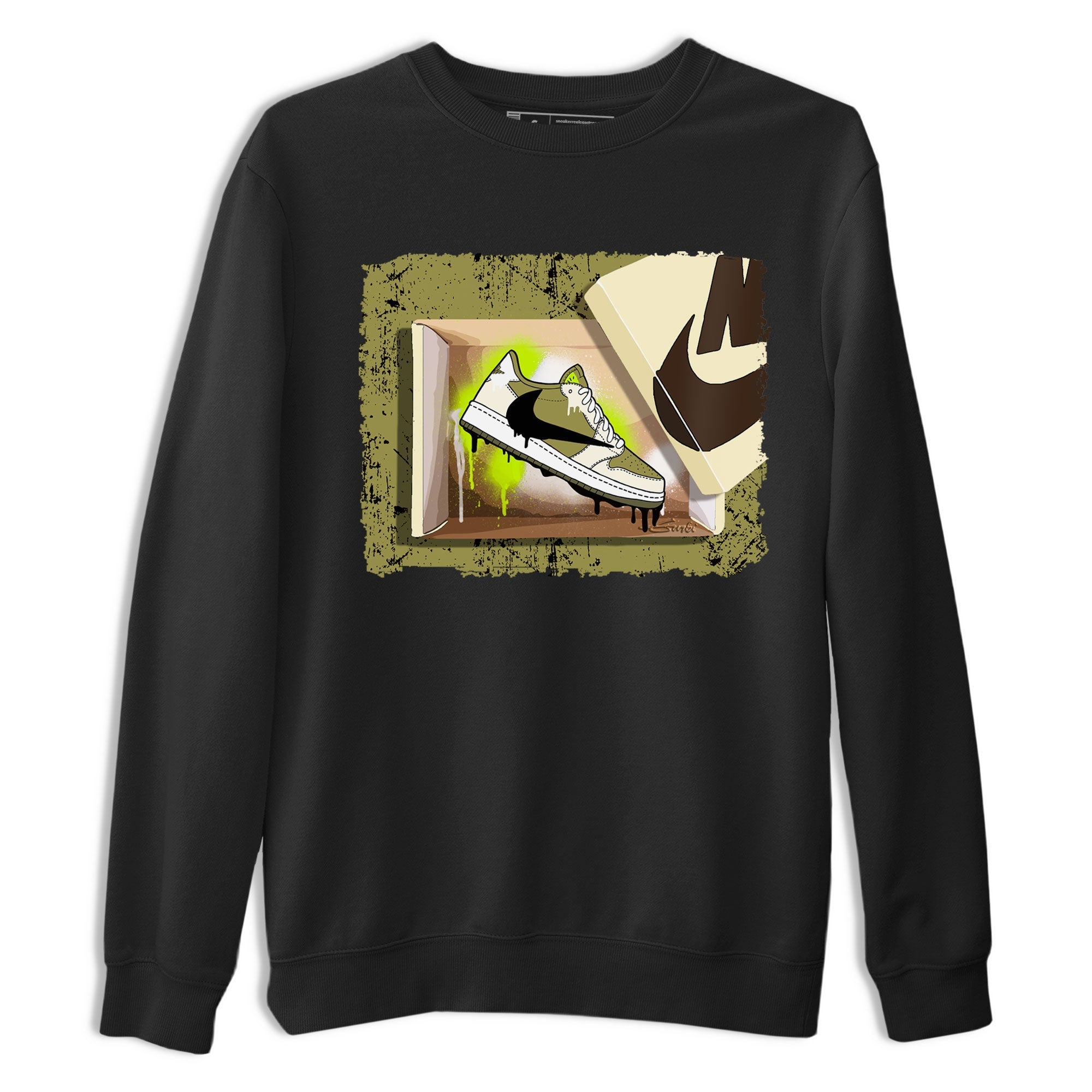 Air Jordan 1 X Travis Scott Golf Olive shirt to match jordans New Kicks Streetwear Sneaker Shirt Air Jordan 1 Travis Scott Golf Drip Gear Zone Sneaker Matching Clothing Unisex Black 2 T-Shirt