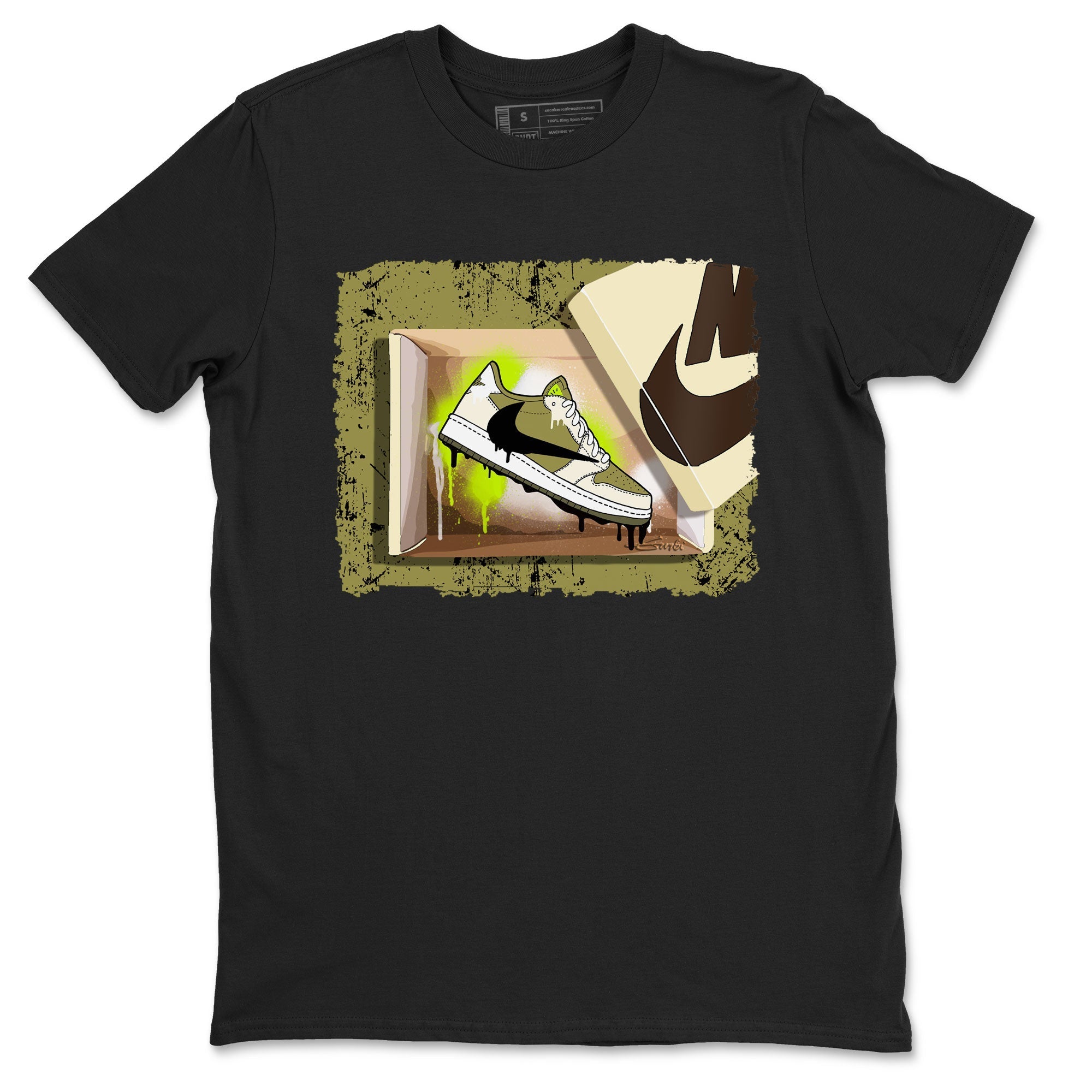 Air Jordan 1 X Travis Scott Golf Olive shirt to match jordans New Kicks Streetwear Sneaker Shirt Air Jordan 1 Travis Scott Golf Drip Gear Zone Sneaker Matching Clothing Unisex Black 2 T-Shirt