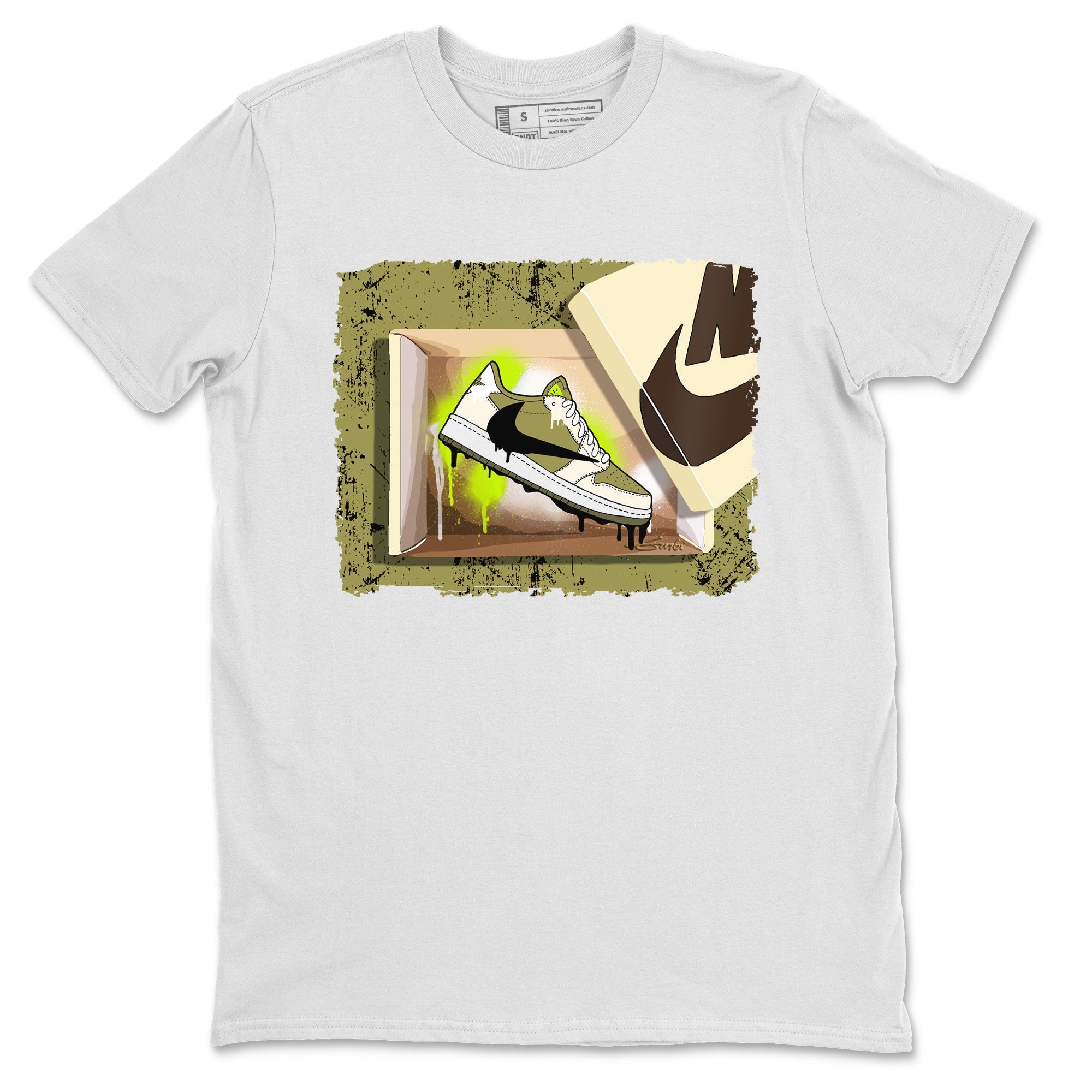 Air Jordan 1 X Travis Scott Golf Olive shirt to match jordans New Kicks Streetwear Sneaker Shirt Air Jordan 1 Travis Scott Golf Drip Gear Zone Sneaker Matching Clothing Unisex White 2 T-Shirt