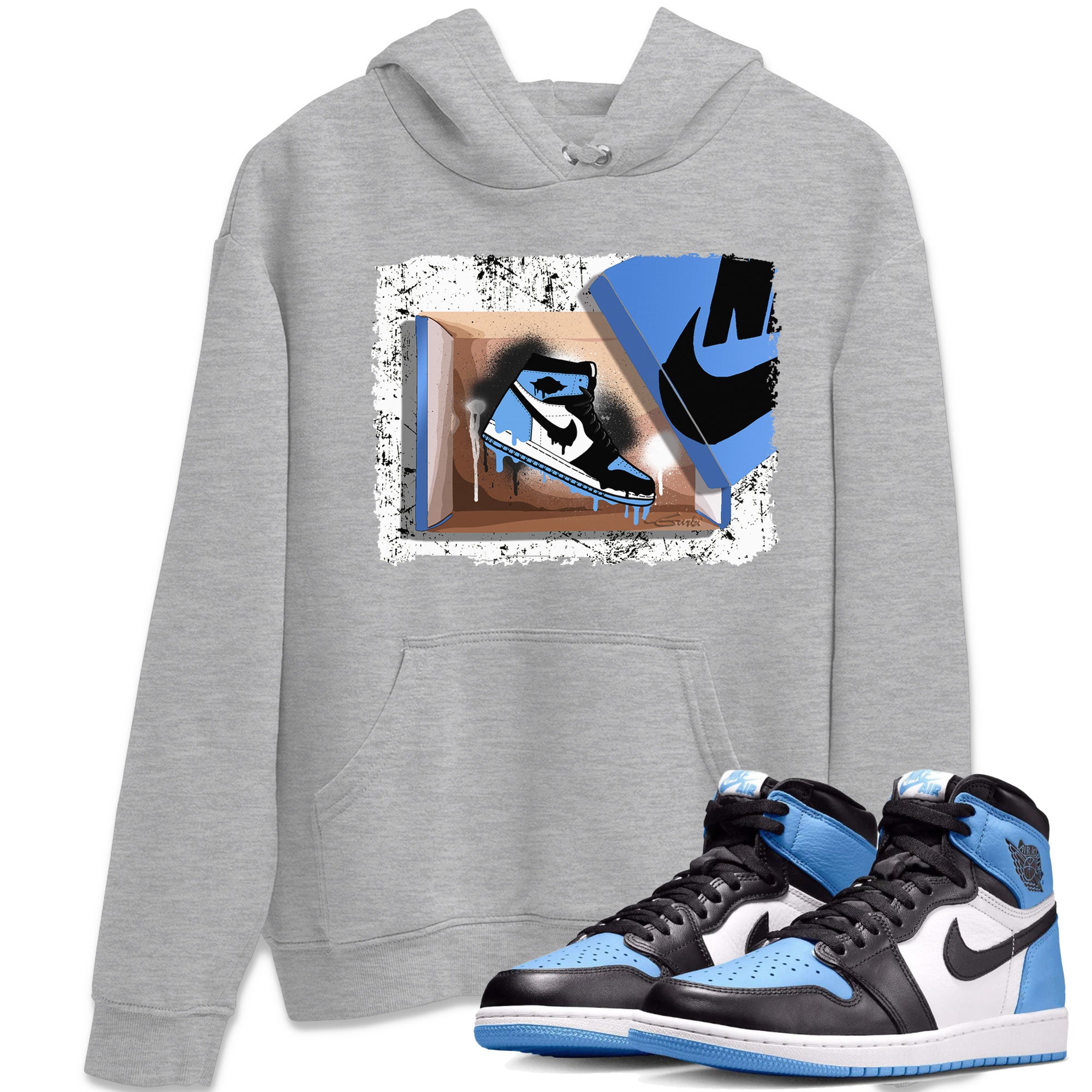 Air Jordan 1 Retro High OG UNC Toe shirt to match jordans New Kicks Streetwear Sneaker Shirt UNC Toe 1s Drip Gear Zone Sneaker Matching Clothing Unisex Heather Grey 1 T-Shirt