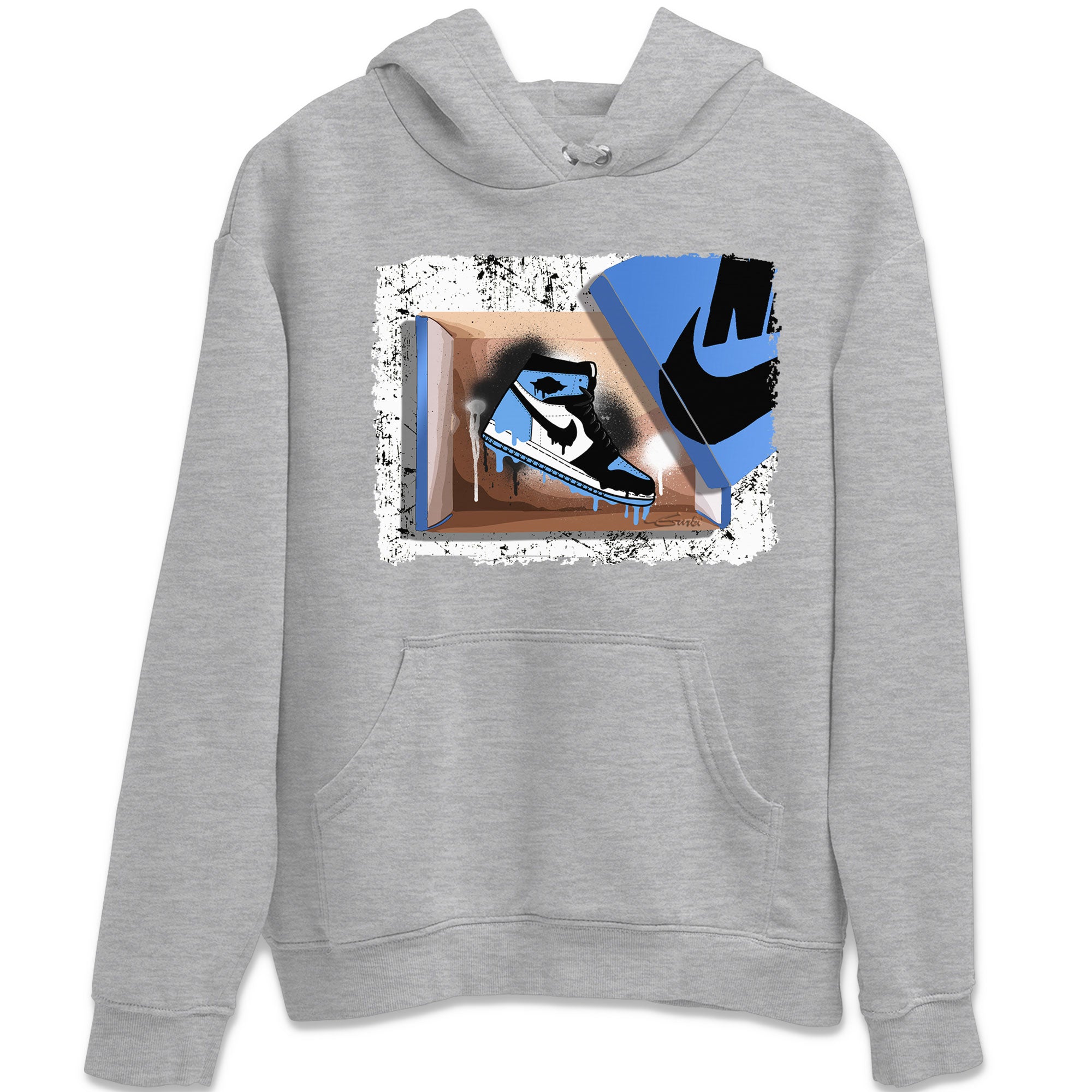 Air Jordan 1 Retro High OG UNC Toe shirt to match jordans New Kicks Streetwear Sneaker Shirt UNC Toe 1s Drip Gear Zone Sneaker Matching Clothing Unisex Heather Grey 2 T-Shirt
