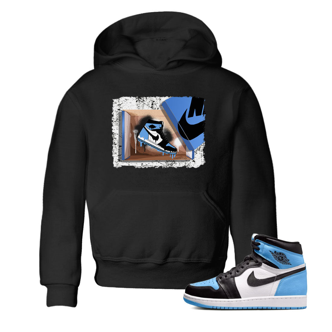 Air Jordan 1 Retro High OG UNC Toe shirt to match jordans New Kicks Streetwear Sneaker Shirt UNC Toe 1s Drip Gear Zone Sneaker Matching Clothing Baby Toddler Black 1 T-Shirt