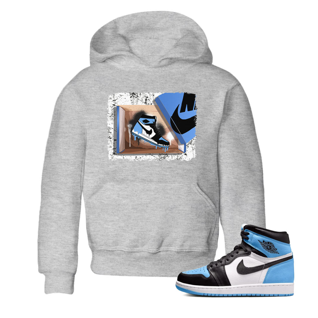 Air Jordan 1 Retro High OG UNC Toe shirt to match jordans New Kicks Streetwear Sneaker Shirt UNC Toe 1s Drip Gear Zone Sneaker Matching Clothing Baby Toddler Heather Grey 1 T-Shirt
