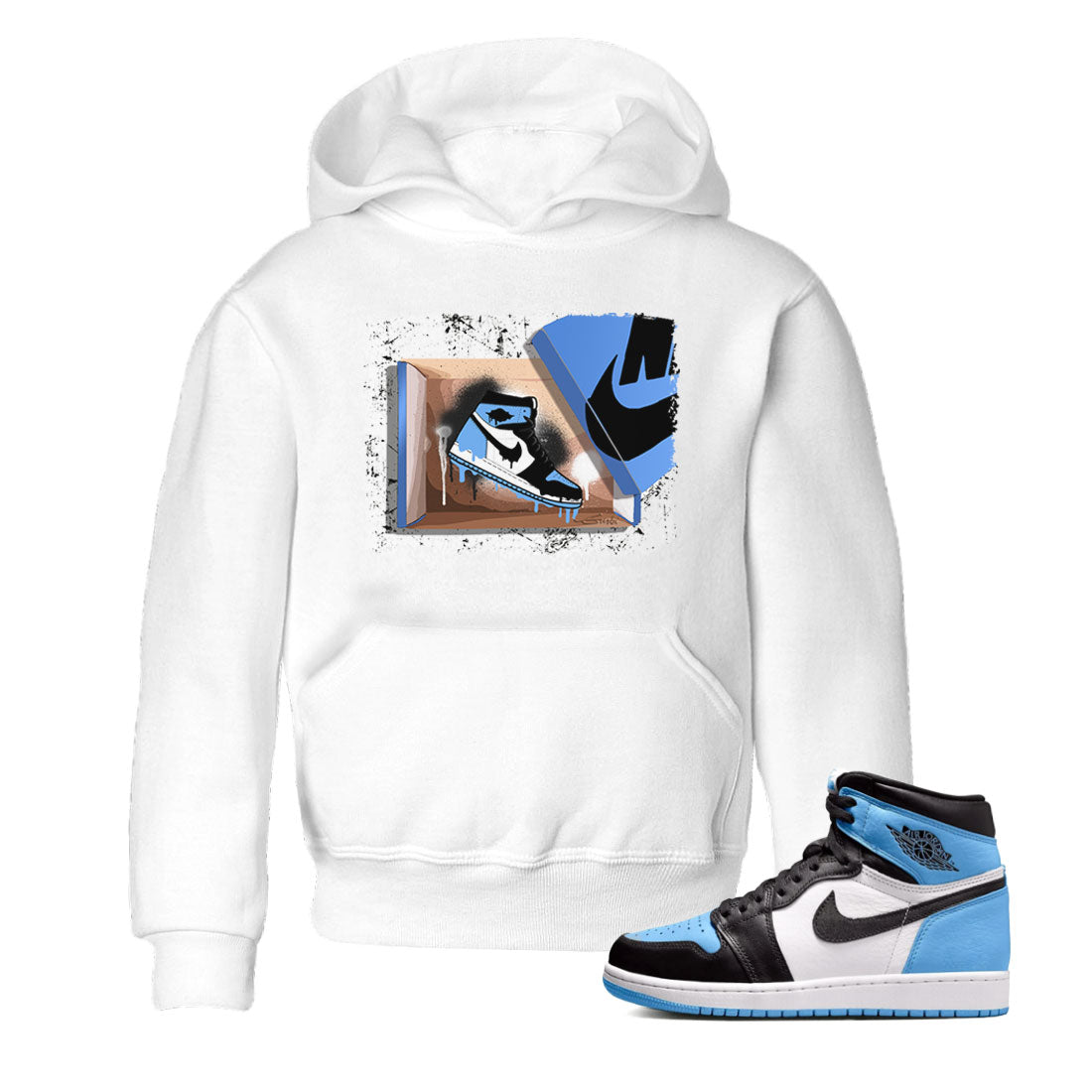 Air Jordan 1 Retro High OG UNC Toe shirt to match jordans New Kicks Streetwear Sneaker Shirt UNC Toe 1s Drip Gear Zone Sneaker Matching Clothing Baby Toddler White 1 T-Shirt