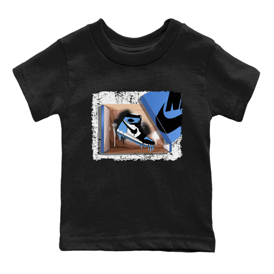 Air Jordan 1 Retro High OG UNC Toe shirt to match jordans New Kicks Streetwear Sneaker Shirt UNC Toe 1s Drip Gear Zone Sneaker Matching Clothing Baby Toddler Black 2 T-Shirt