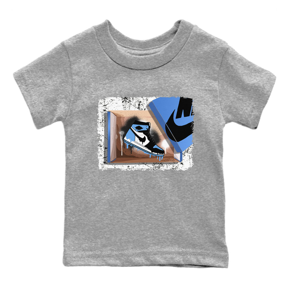 Air Jordan 1 Retro High OG UNC Toe shirt to match jordans New Kicks Streetwear Sneaker Shirt UNC Toe 1s Drip Gear Zone Sneaker Matching Clothing Baby Toddler Heather Grey 2 T-Shirt
