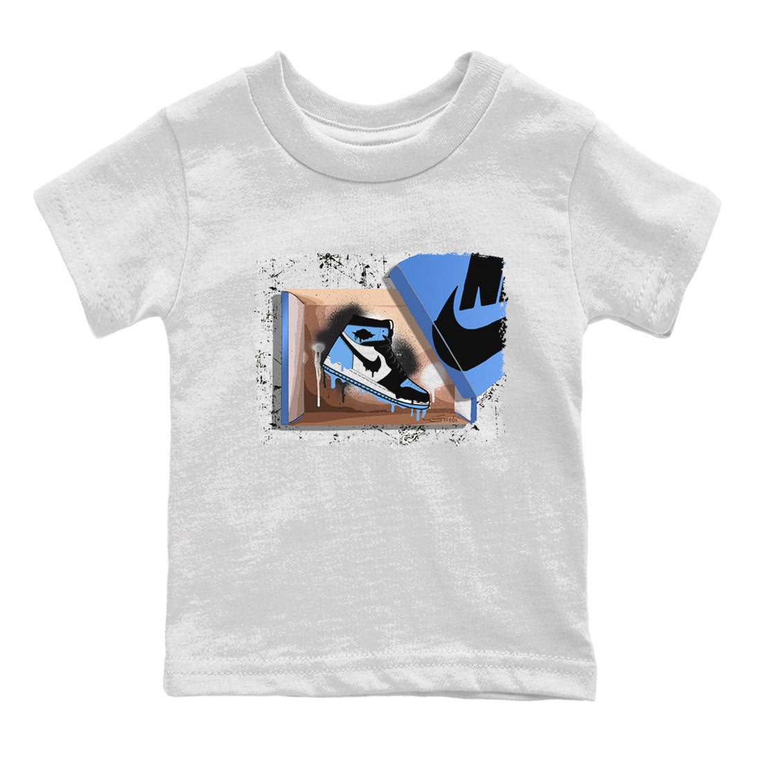 Air Jordan 1 Retro High OG UNC Toe shirt to match jordans New Kicks Streetwear Sneaker Shirt UNC Toe 1s Drip Gear Zone Sneaker Matching Clothing Baby Toddler White 2 T-Shirt