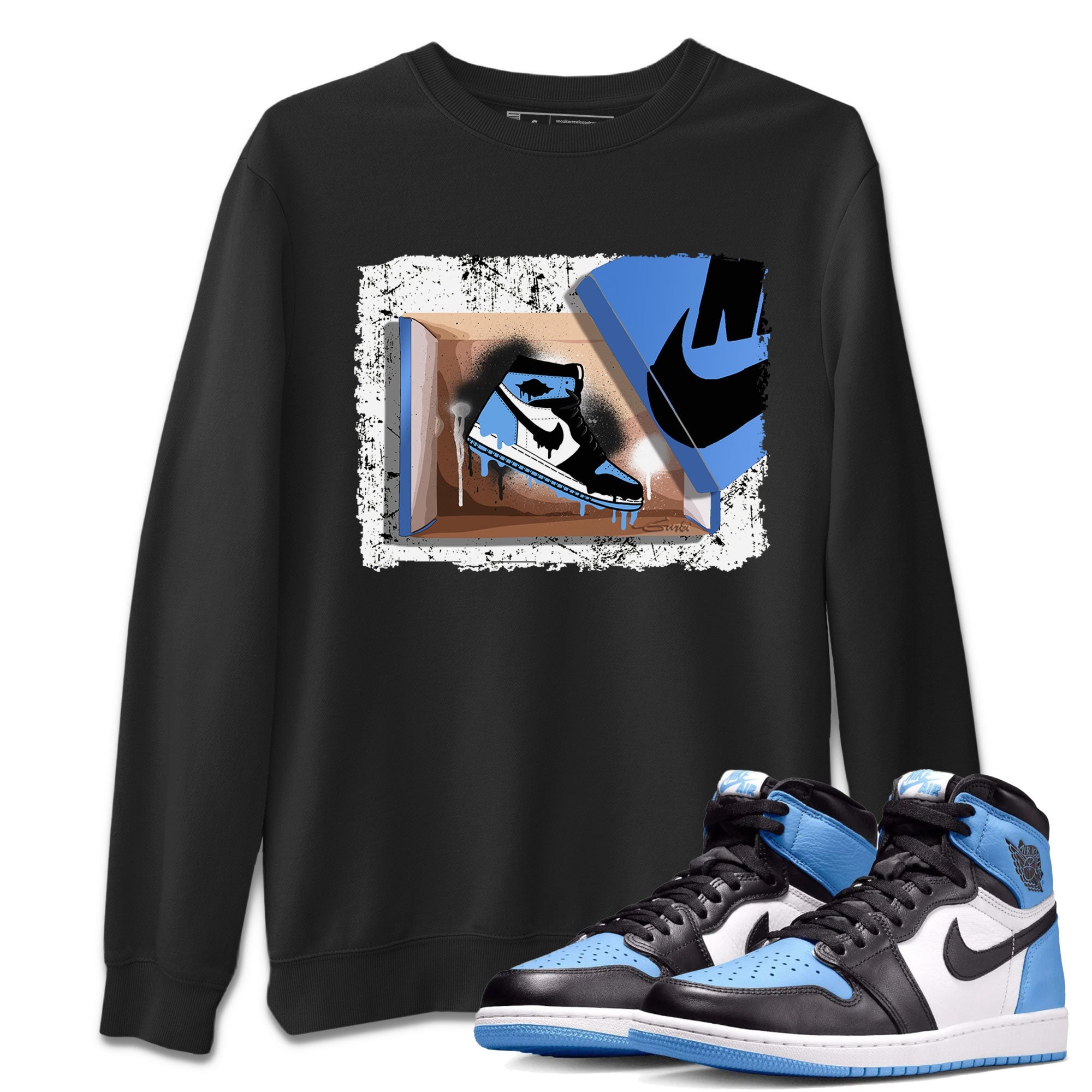 Air Jordan 1 Retro High OG UNC Toe shirt to match jordans New Kicks Streetwear Sneaker Shirt UNC Toe 1s Drip Gear Zone Sneaker Matching Clothing Unisex Black 1 T-Shirt