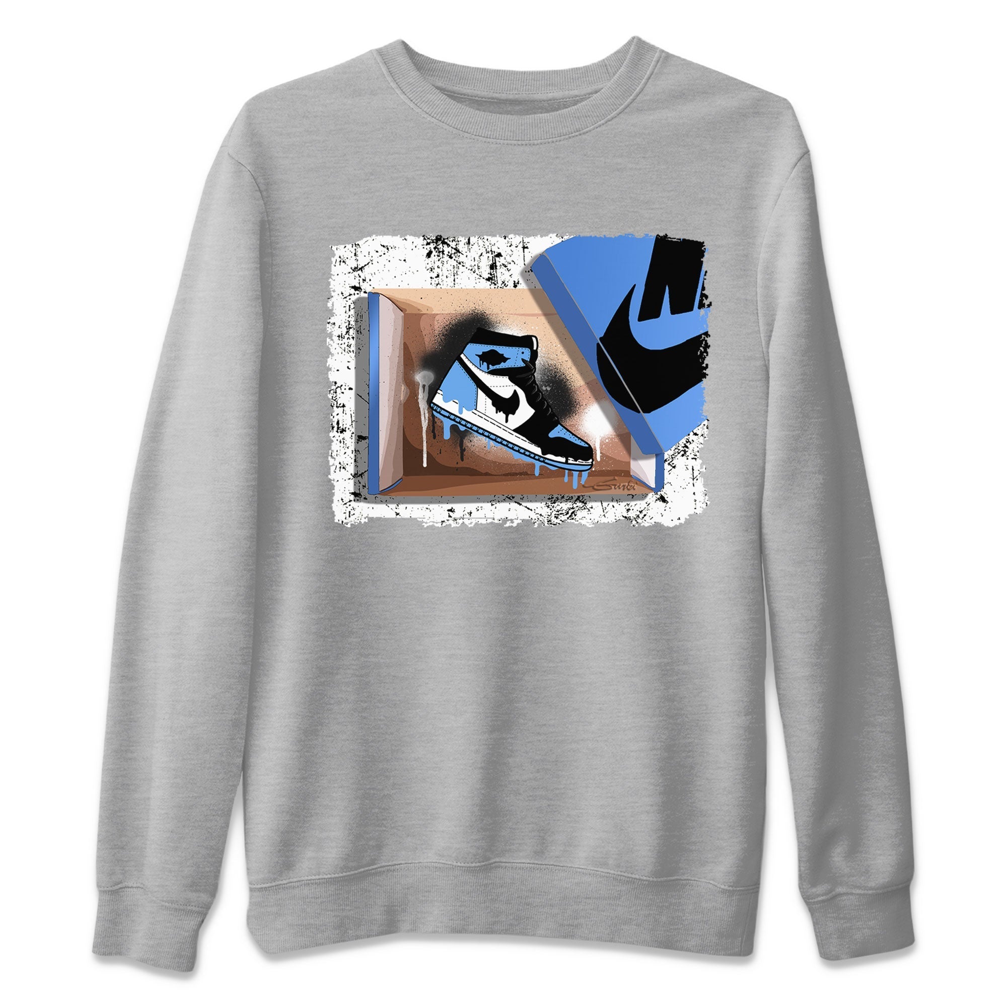 Air Jordan 1 Retro High OG UNC Toe shirt to match jordans New Kicks Streetwear Sneaker Shirt UNC Toe 1s Drip Gear Zone Sneaker Matching Clothing Unisex Heather Grey 2 T-Shirt