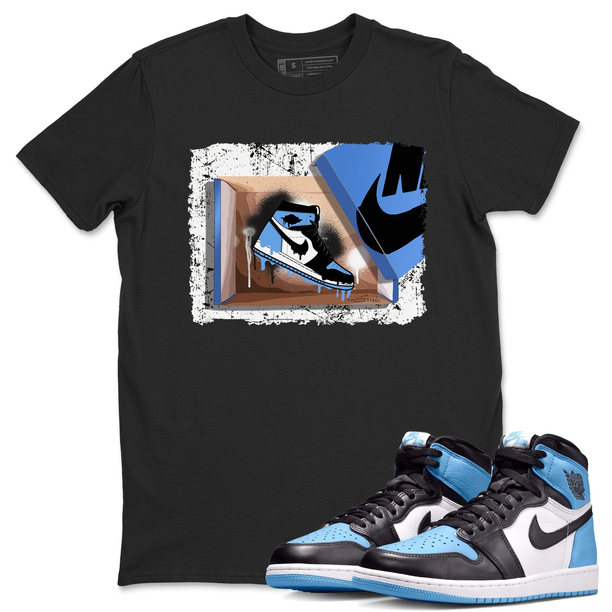 Air Jordan 1 Retro High OG UNC Toe shirt to match jordans New Kicks Streetwear Sneaker Shirt UNC Toe 1s Drip Gear Zone Sneaker Matching Clothing Unisex Black 1 T-Shirt