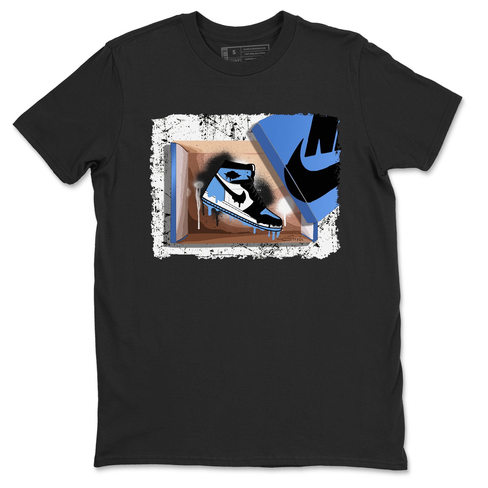 Air Jordan 1 Retro High OG UNC Toe shirt to match jordans New Kicks Streetwear Sneaker Shirt UNC Toe 1s Drip Gear Zone Sneaker Matching Clothing Unisex Black 2 T-Shirt