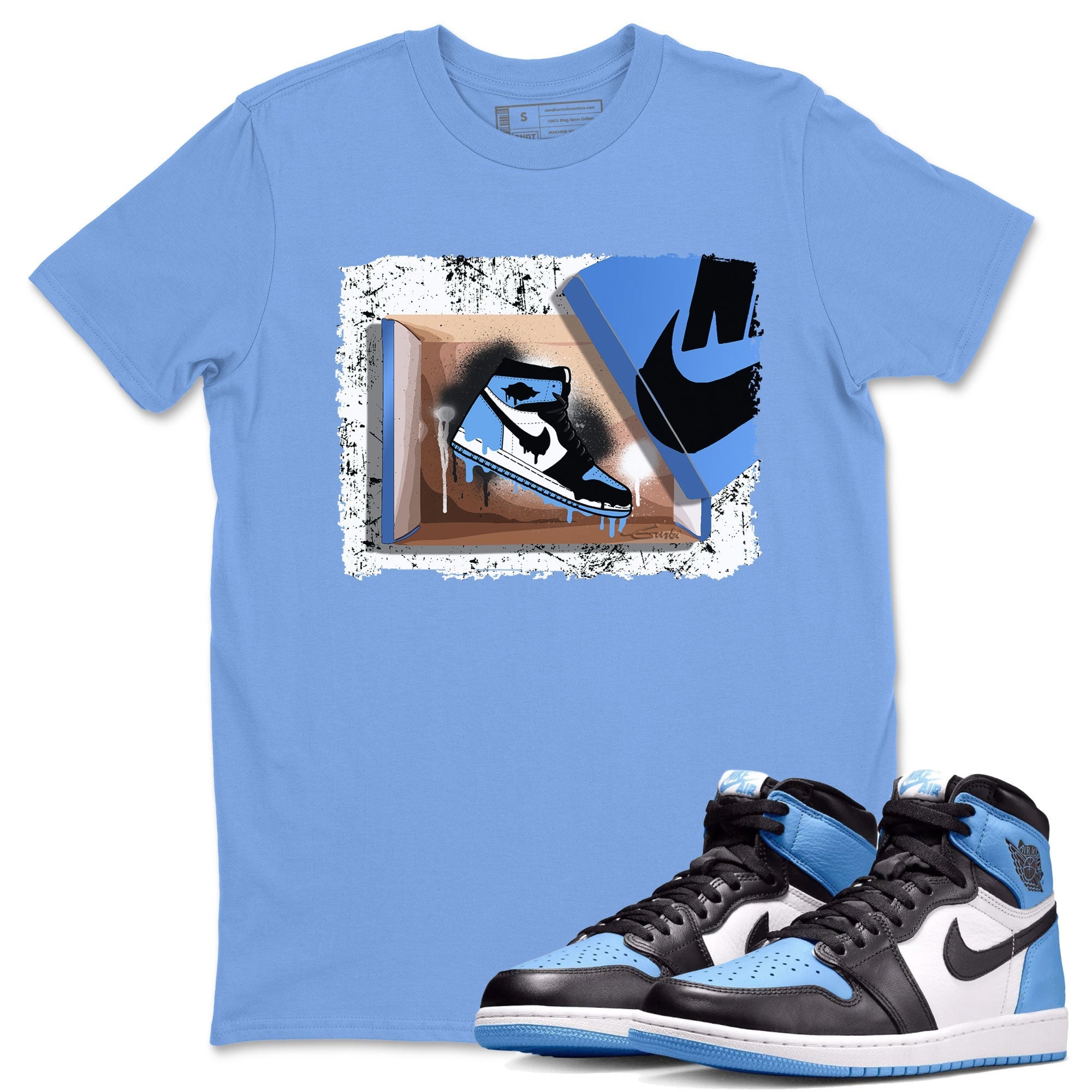 Air Jordan 1 Retro High OG UNC Toe shirt to match jordans New Kicks Streetwear Sneaker Shirt UNC Toe 1s Drip Gear Zone Sneaker Matching Clothing Unisex Carolina Blue 1 T-Shirt