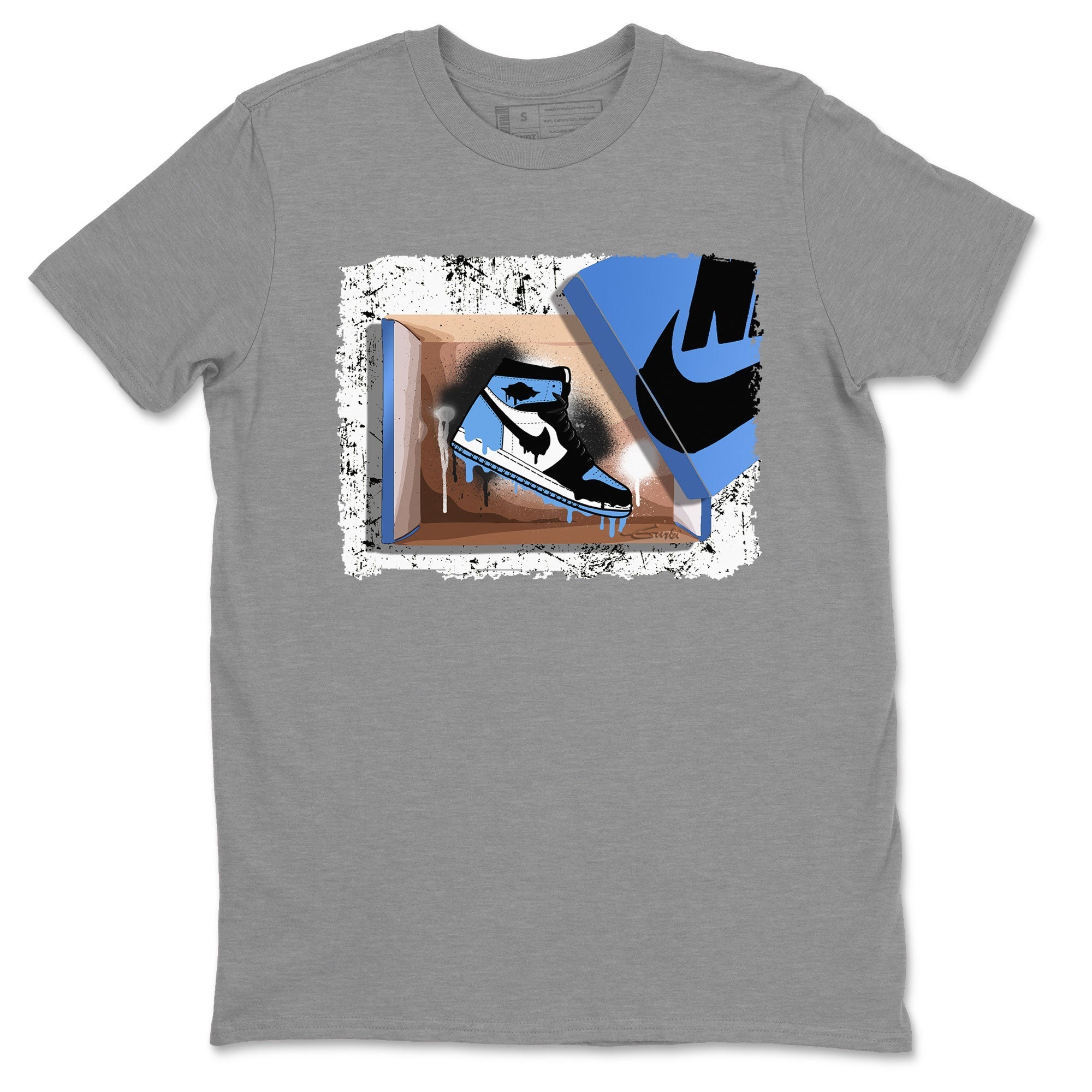 Air Jordan 1 Retro High OG UNC Toe shirt to match jordans New Kicks Streetwear Sneaker Shirt UNC Toe 1s Drip Gear Zone Sneaker Matching Clothing Unisex Heather Grey 2 T-Shirt