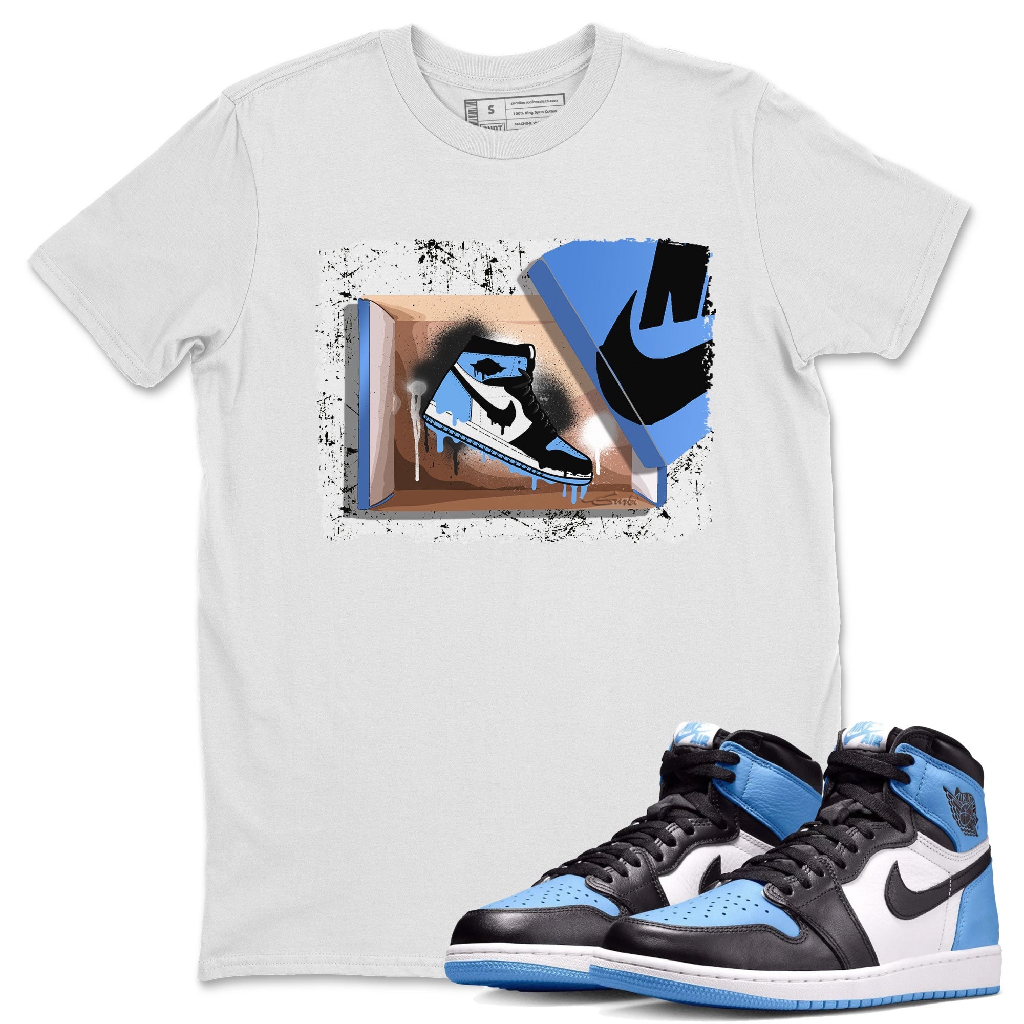 Air Jordan 1 Retro High OG UNC Toe shirt to match jordans New Kicks Streetwear Sneaker Shirt UNC Toe 1s Drip Gear Zone Sneaker Matching Clothing Unisex White 1 T-Shirt