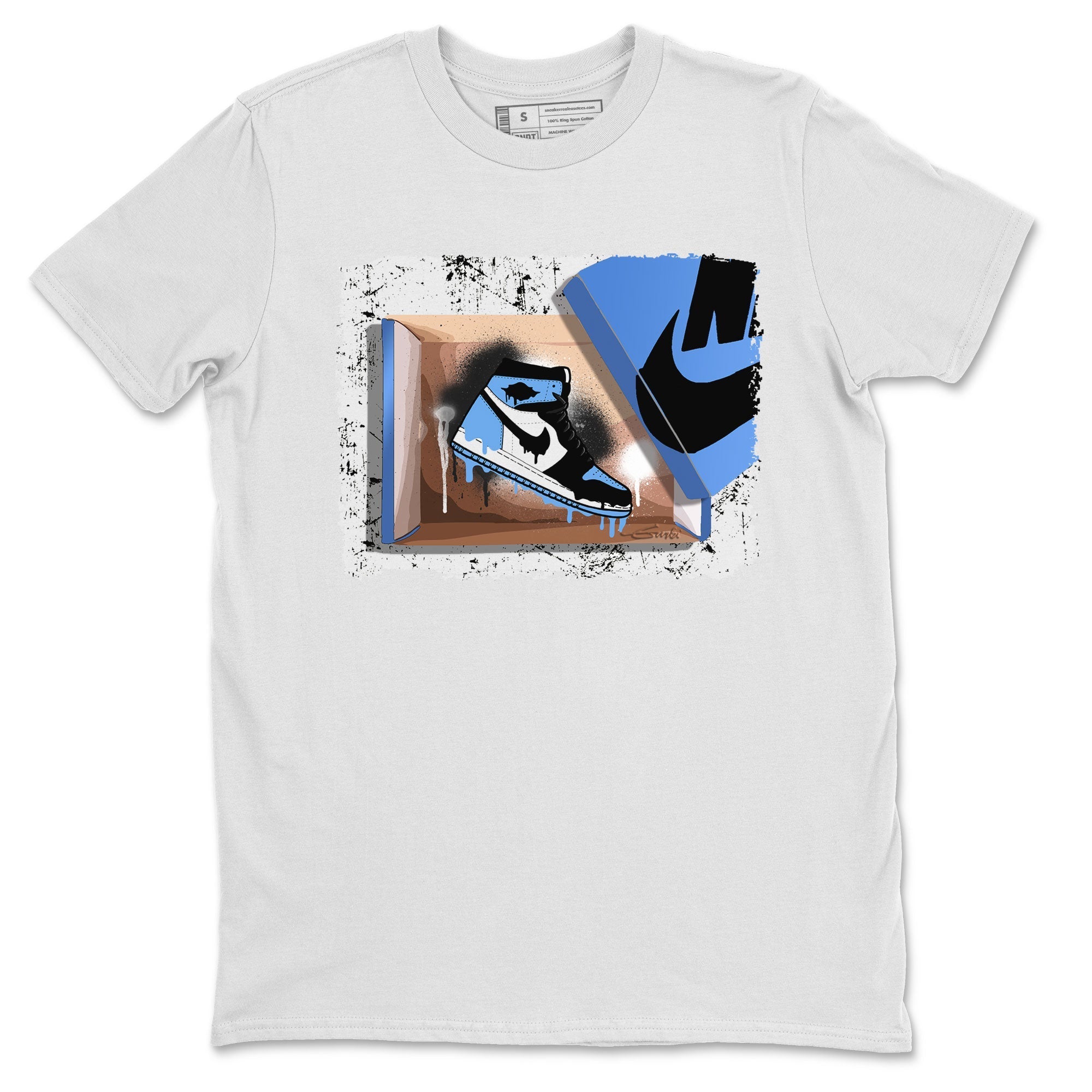 Air Jordan 1 Retro High OG UNC Toe shirt to match jordans New Kicks Streetwear Sneaker Shirt UNC Toe 1s Drip Gear Zone Sneaker Matching Clothing Unisex White 2 T-Shirt